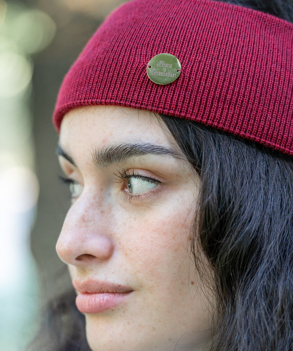 AMANDA - Stirnband aus Merino- & Baumwolle | Cherry