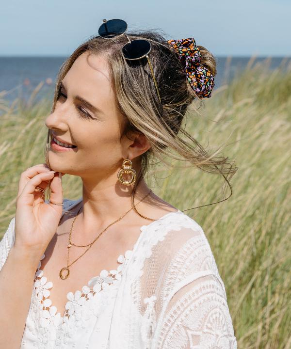 ADA - Printed Scrunchie - Blau/Weiß - Fizz & Femme