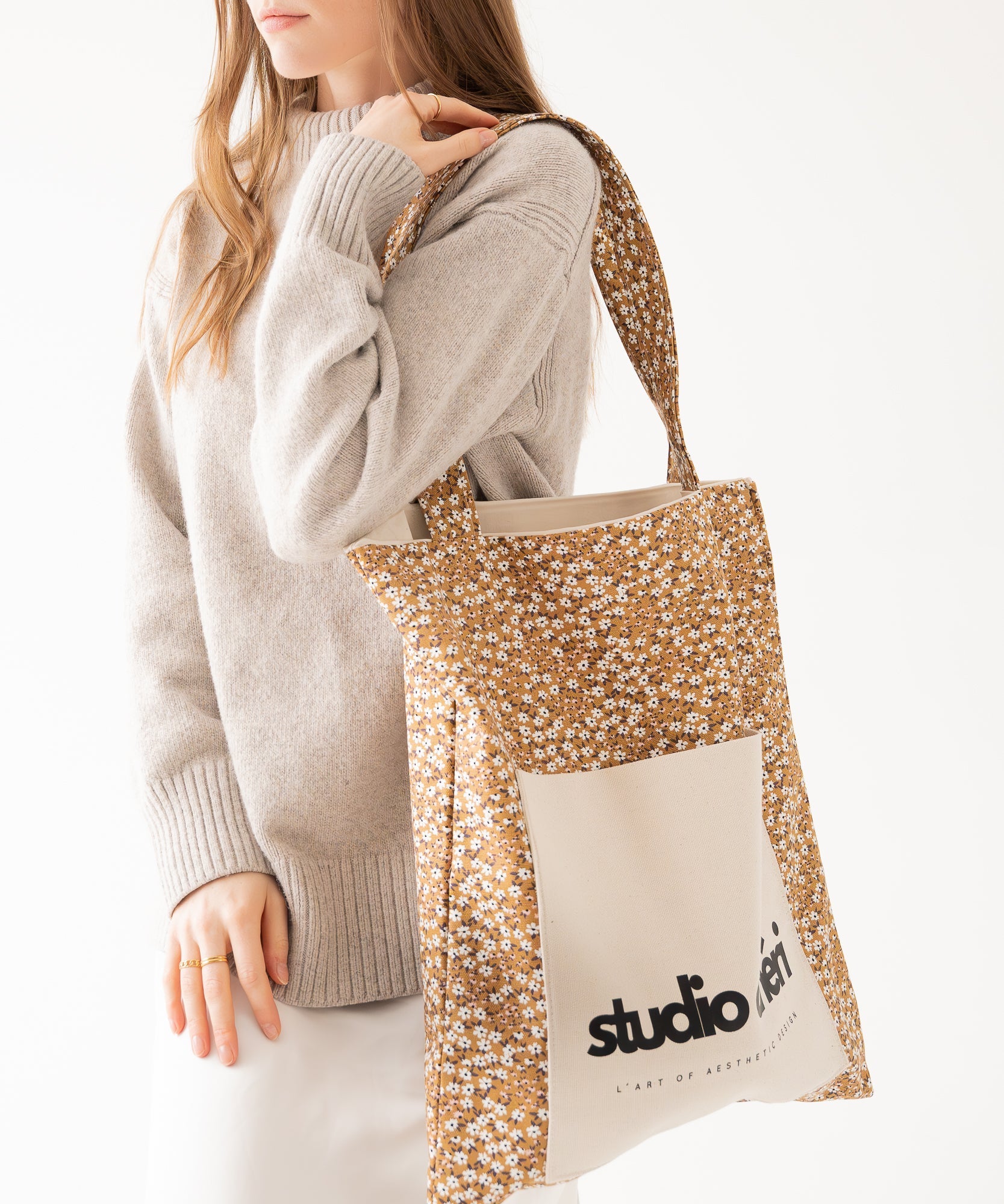 ADRIANA - Mini Tote Bag | Flowers - Beige - Studio Chéri