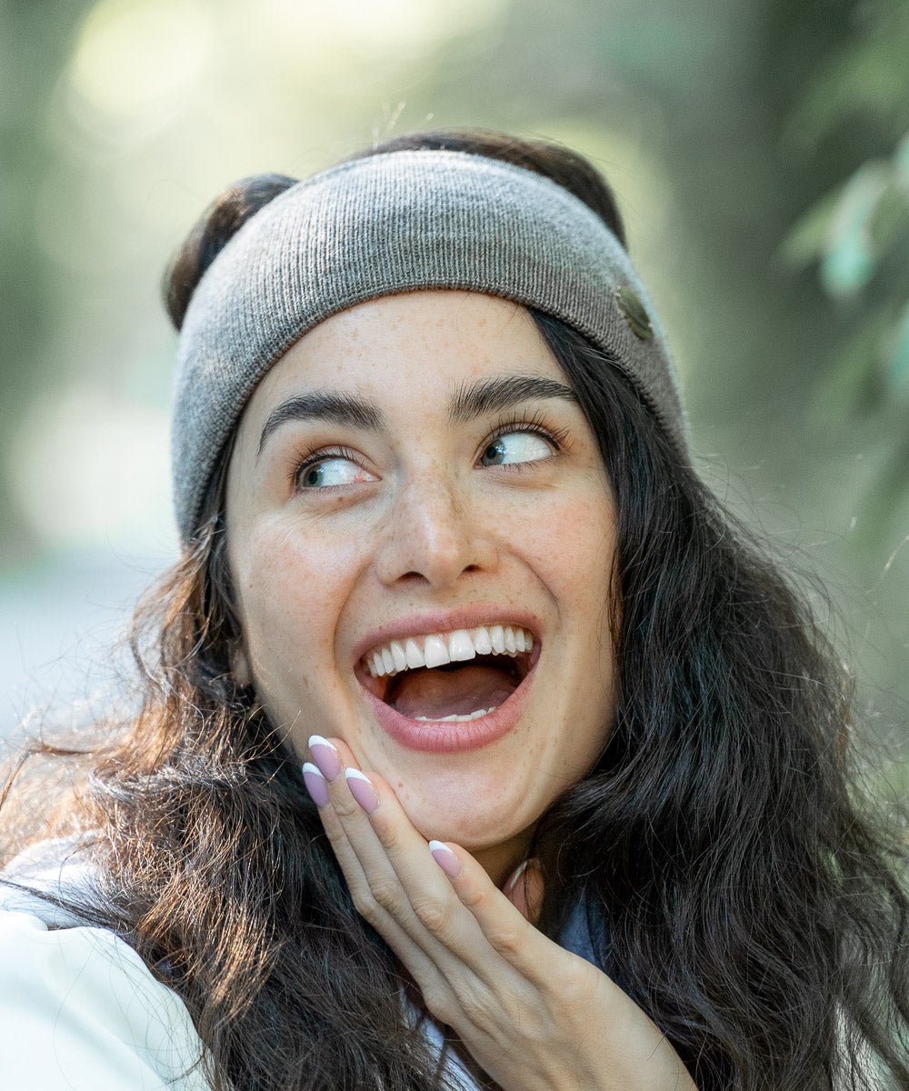 AMANDA - Doppellagiges Stirnband | Taupe - Grau - Fizz & Femme