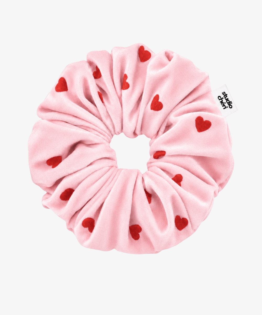 Atelier Rose - Scrunchie mit Herzen - Rosa/Weiß - Studio Chéri