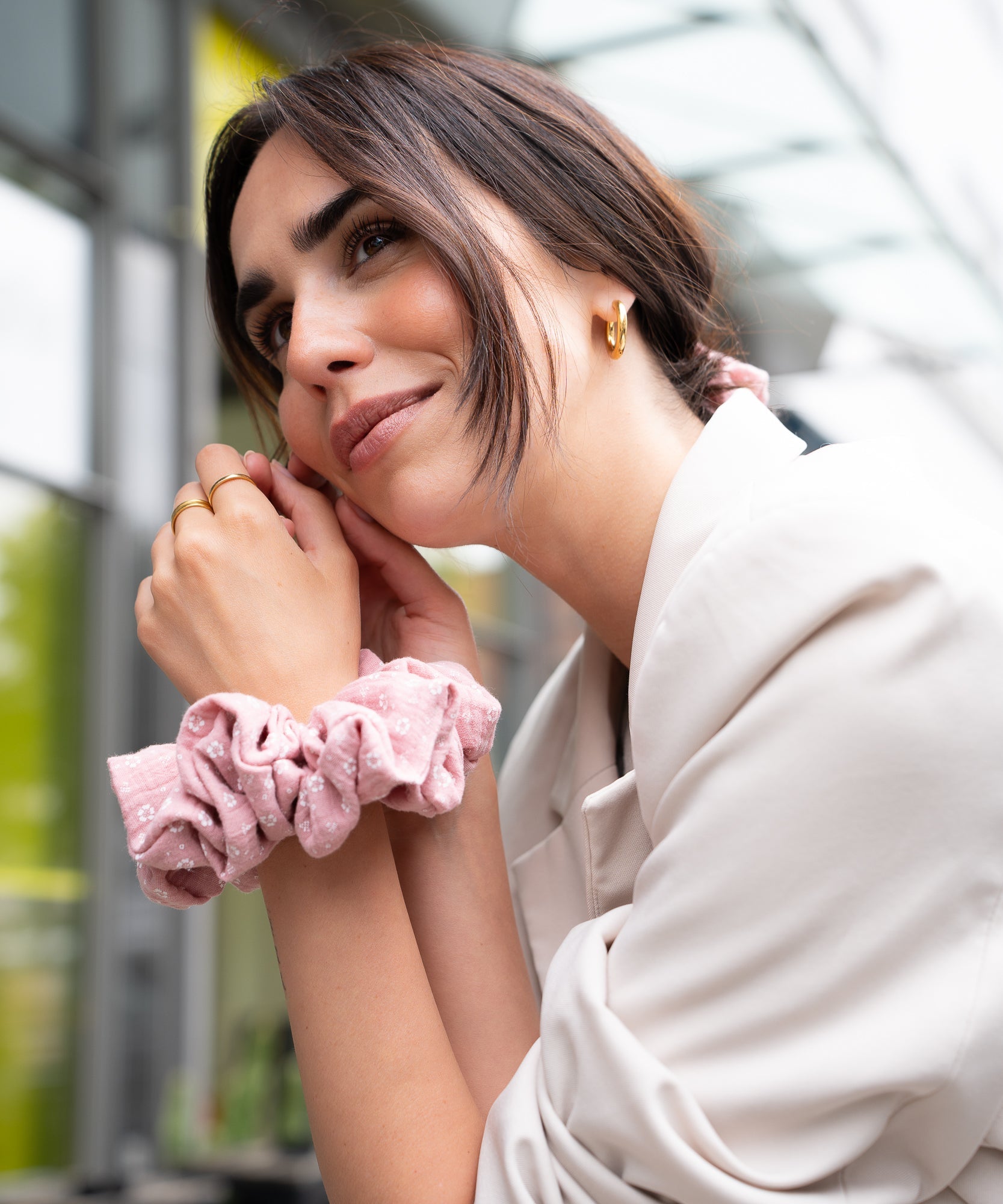 BARISTA BLOOM - Scrunchie aus Musselin - Rosa - Studio Chéri