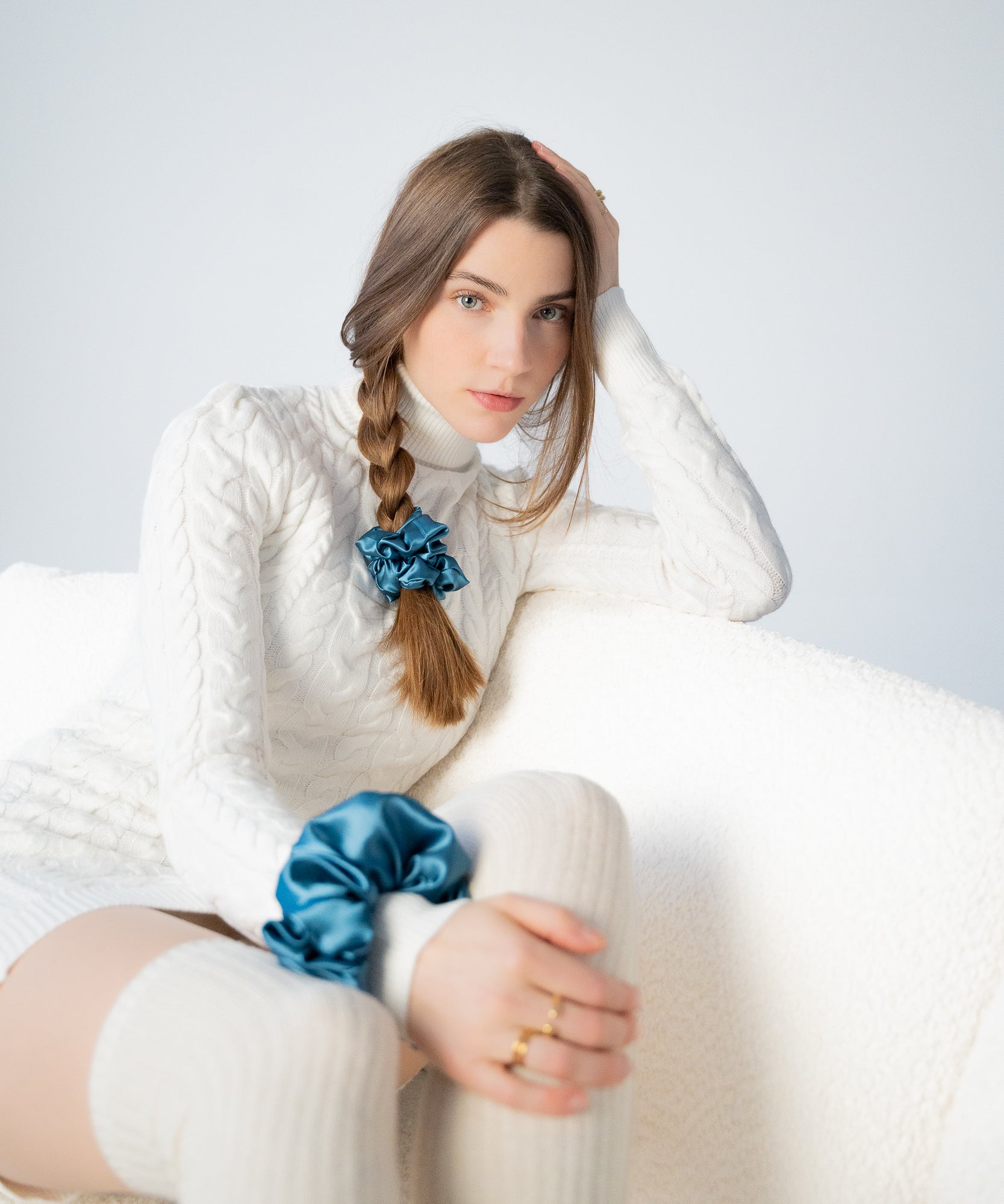 CLAIRE - Satin Scrunchie | Petrol - Grün - Studio Chéri