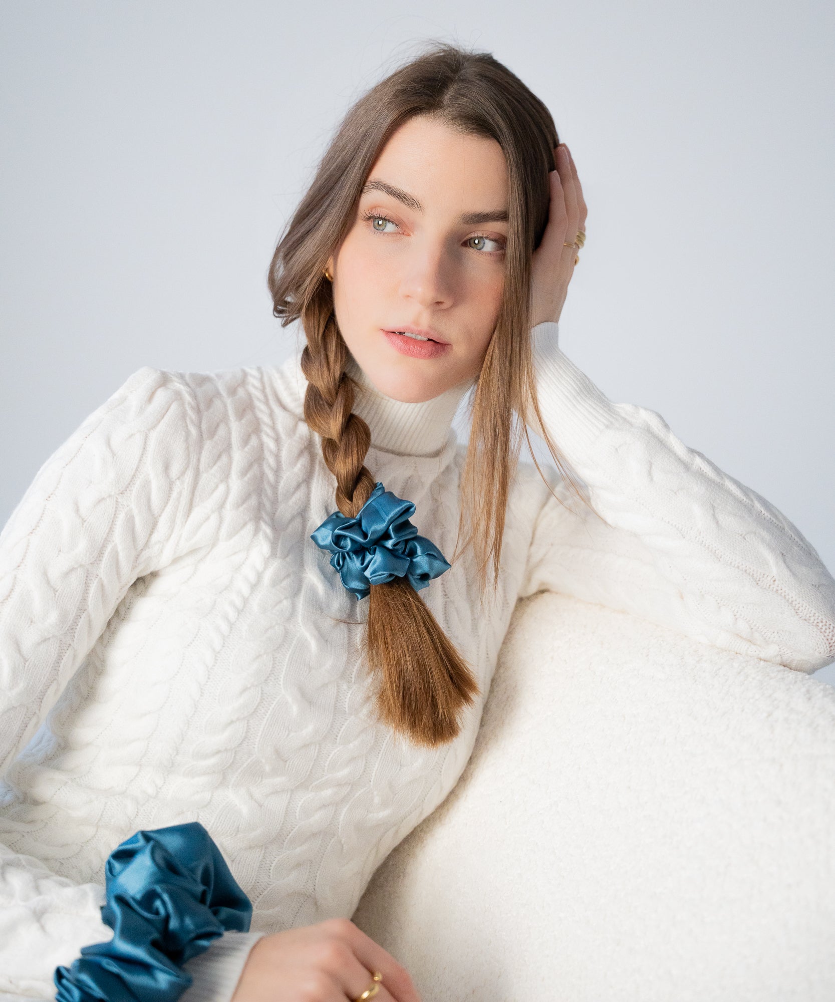 CLAIRE - Satin Scrunchie | Petrol - Grün - Studio Chéri