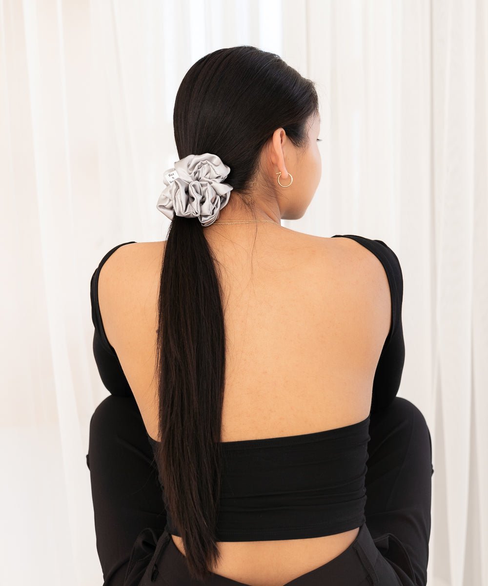 CLAIRE - Satin Scrunchie | Silver - Grau - Fizz & Femme