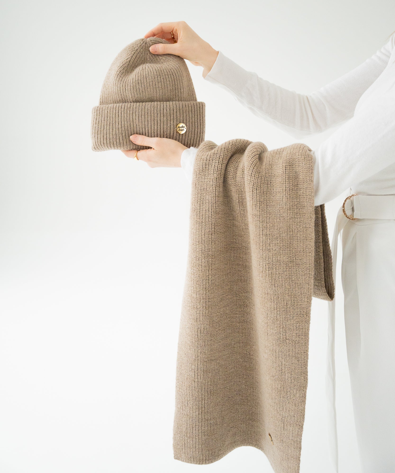 CLEO - Schal aus Merinowolle | Beige - Beige - Studio Chéri