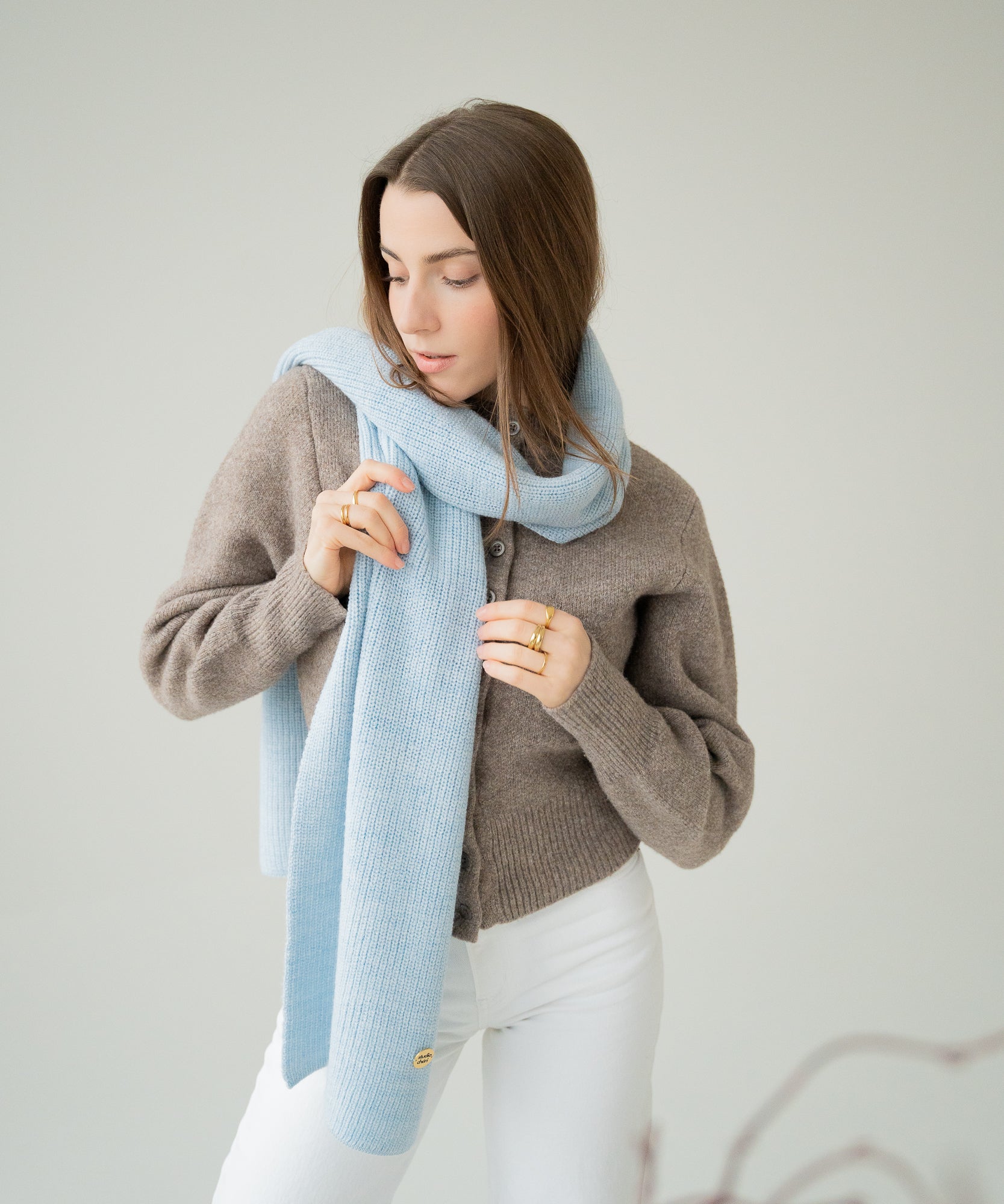 CLEO - Schal aus Merinowolle | Ligth Blue - Grau - Studio Chéri