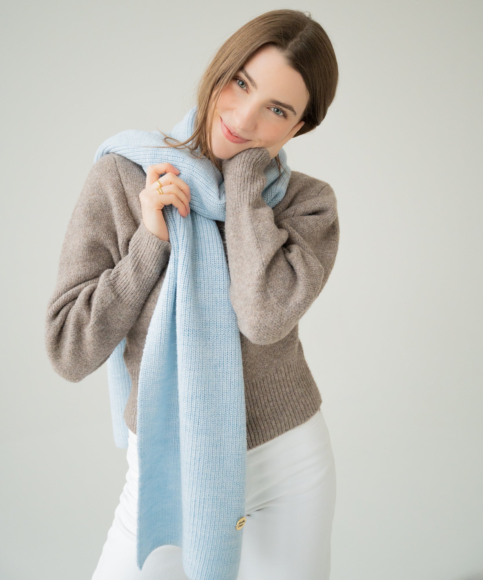 CLEO - Schal aus Merinowolle | Ligth Blue - Grau - Studio Chéri