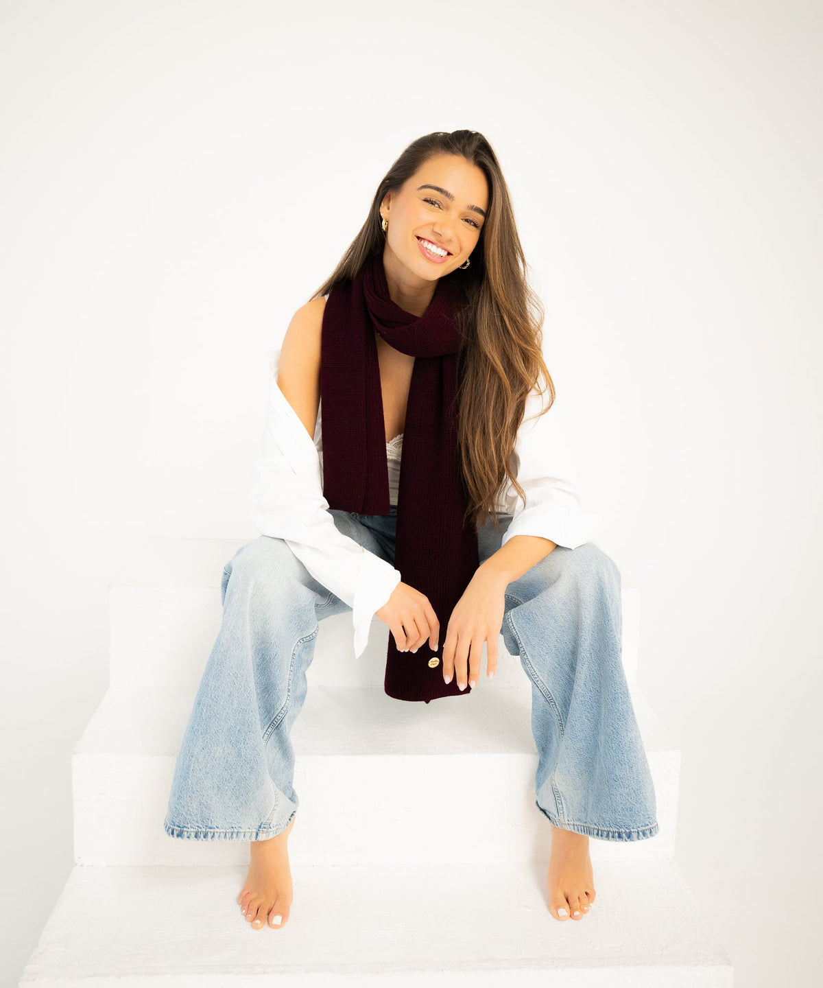 Cleo Schal aus Merinowolle - Wine - Rot - Studio Chéri