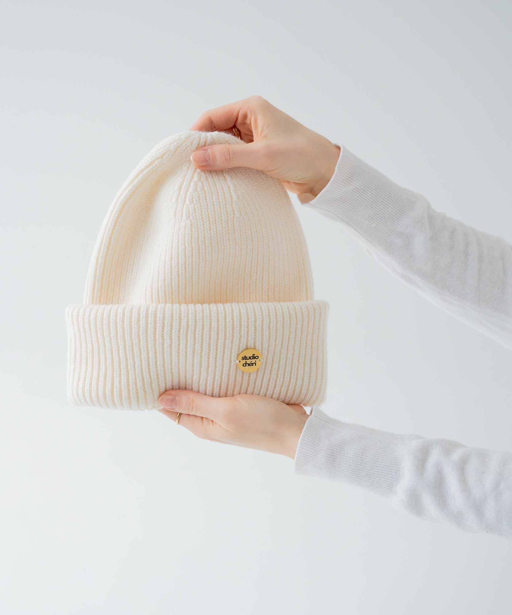 CLEO - Strickmütze aus Merinowolle | Creme - Beige - Studio Chéri