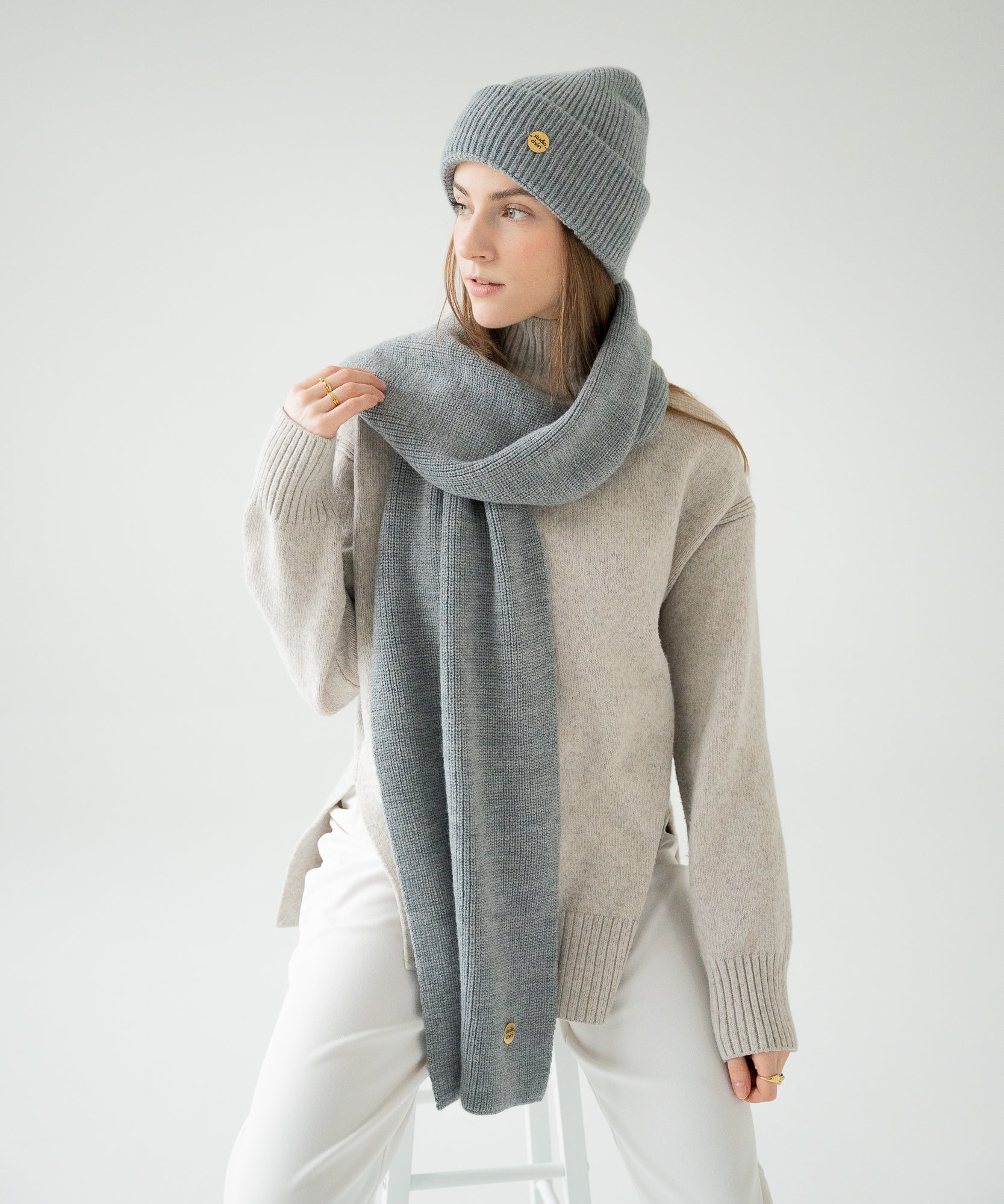 CLEO - Strickmütze aus Merinowolle | Grey - Grau - Studio Chéri