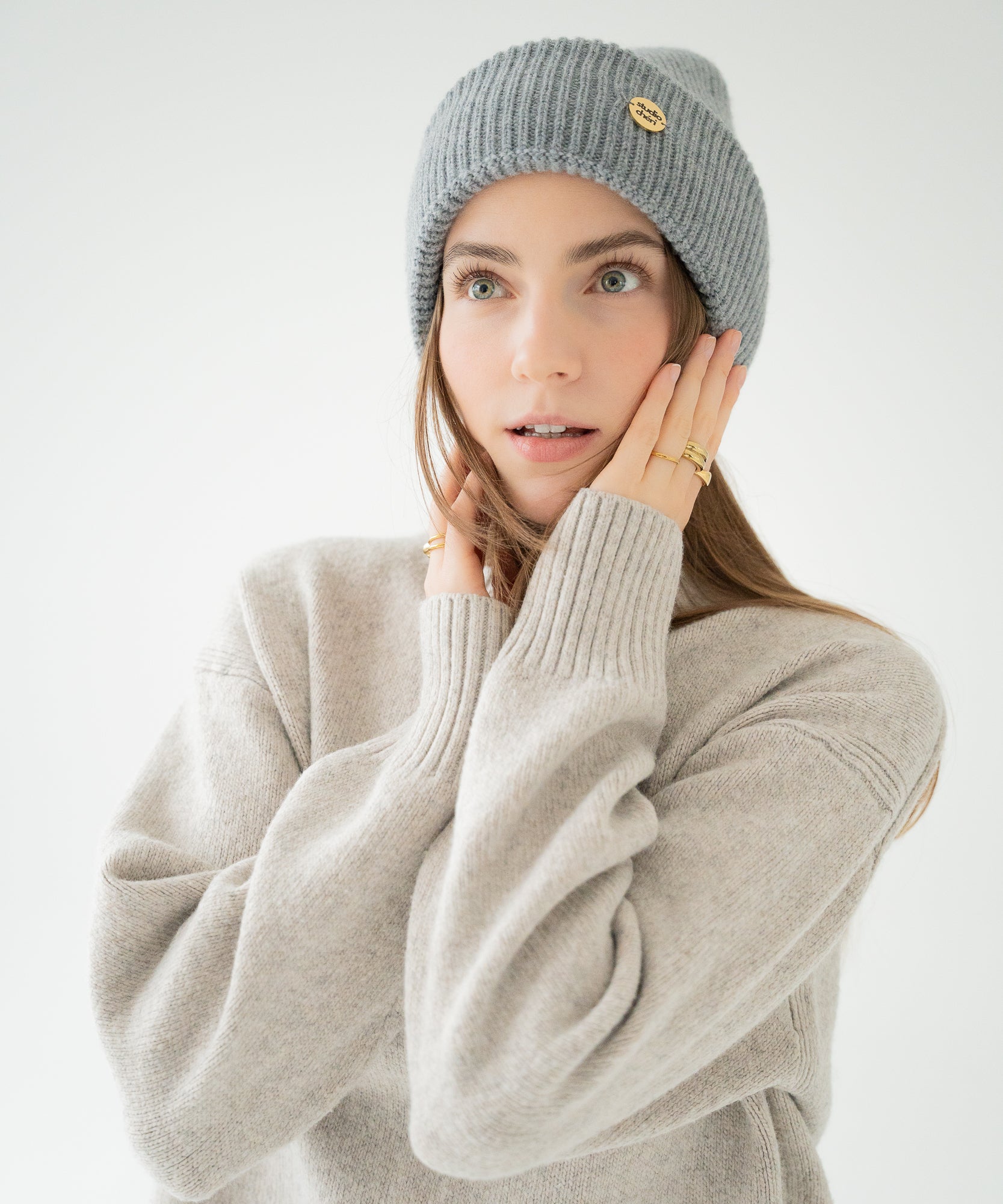 CLEO - Strickmütze aus Merinowolle | Grey - Grau - Studio Chéri