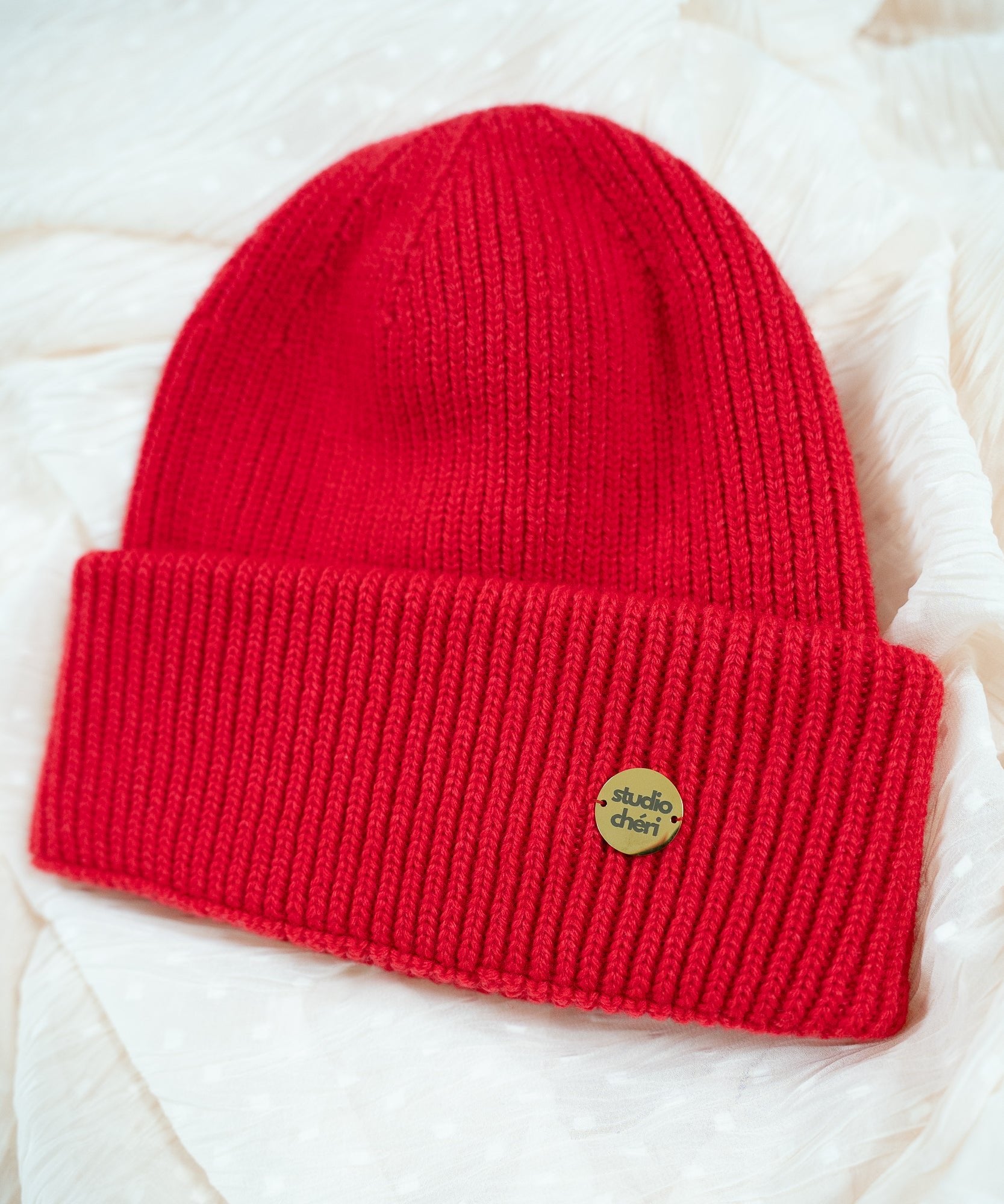 CLEO - Strickmütze aus Merinowolle | Santa Red - Rot - Studio Chéri