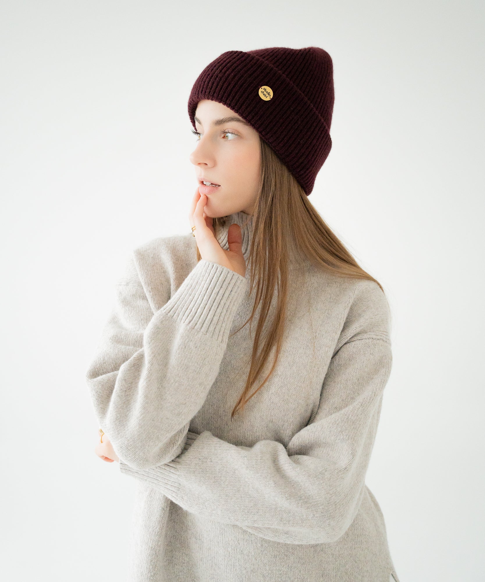 CLEO - Strickmütze aus Merinowolle | Wine - Rot - Studio Chéri
