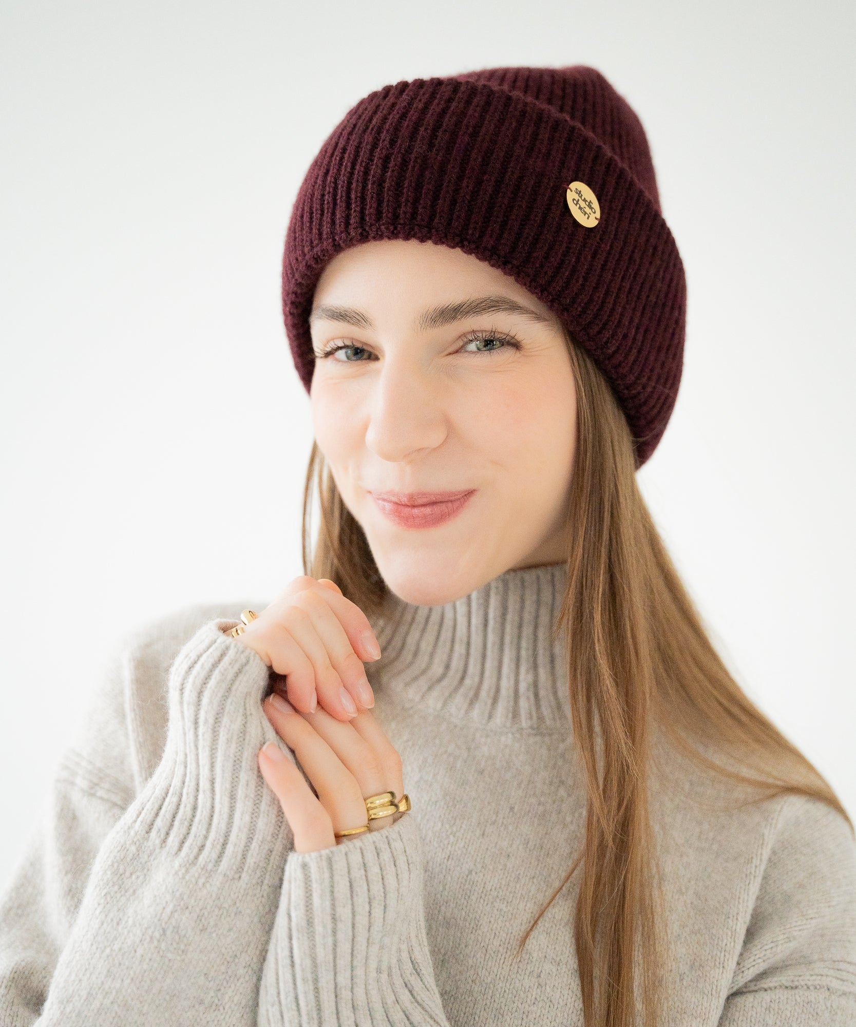 CLEO - Strickmütze aus Merinowolle | Wine - Rot - Studio Chéri