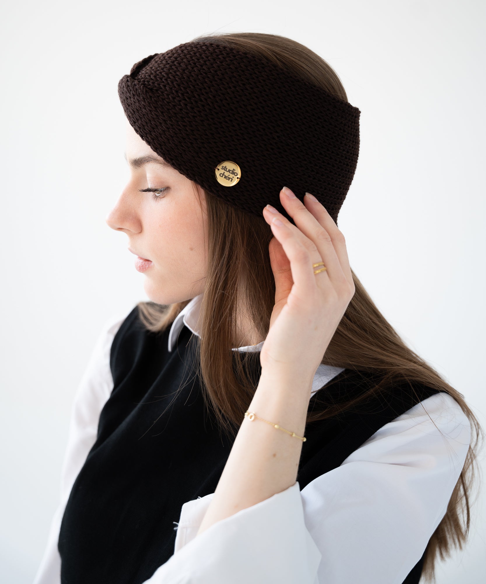 EMMA - Stirnband aus Merinowolle | Brown - Braun - Studio Chéri