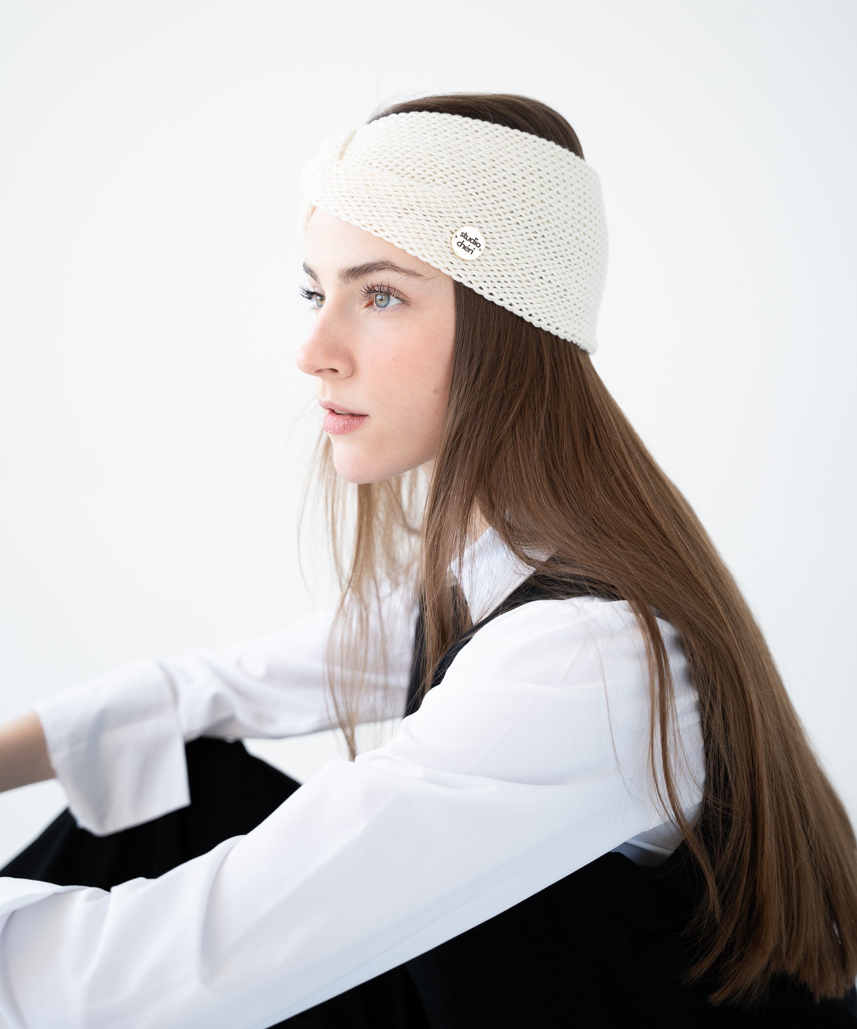 EMMA - Stirnband aus Merinowolle | Creme - Pink - Studio Chéri