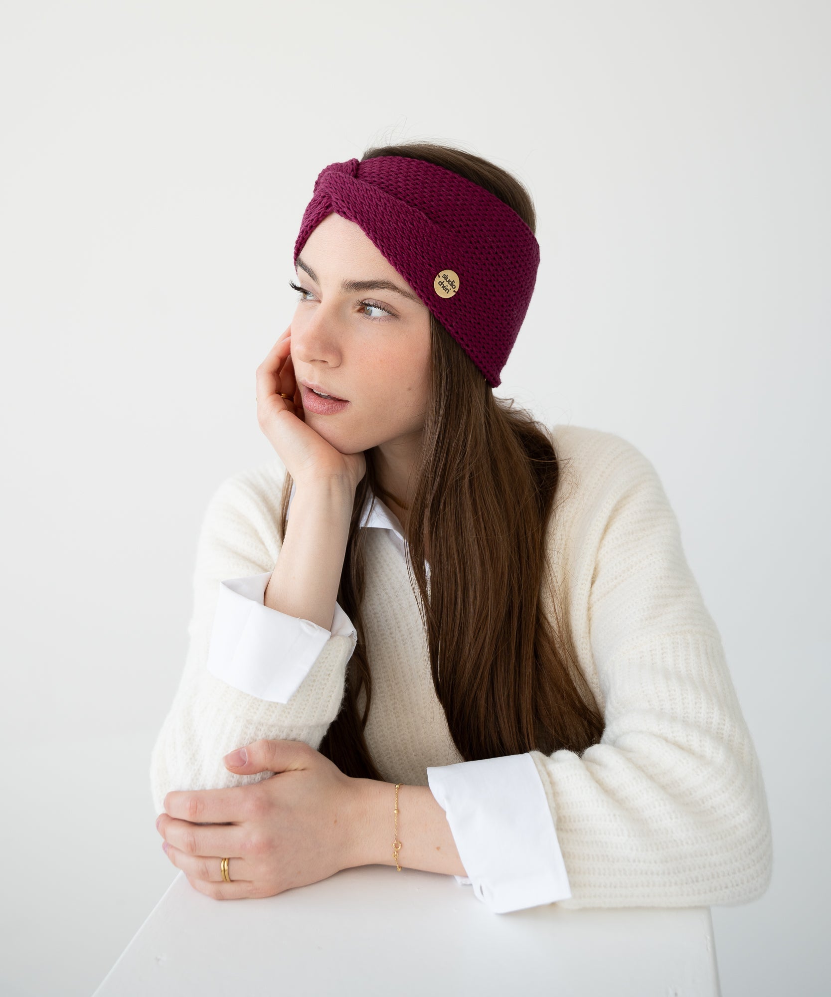 EMMA - Stirnband aus Merinowolle | Magenta - Pink - Studio Chéri