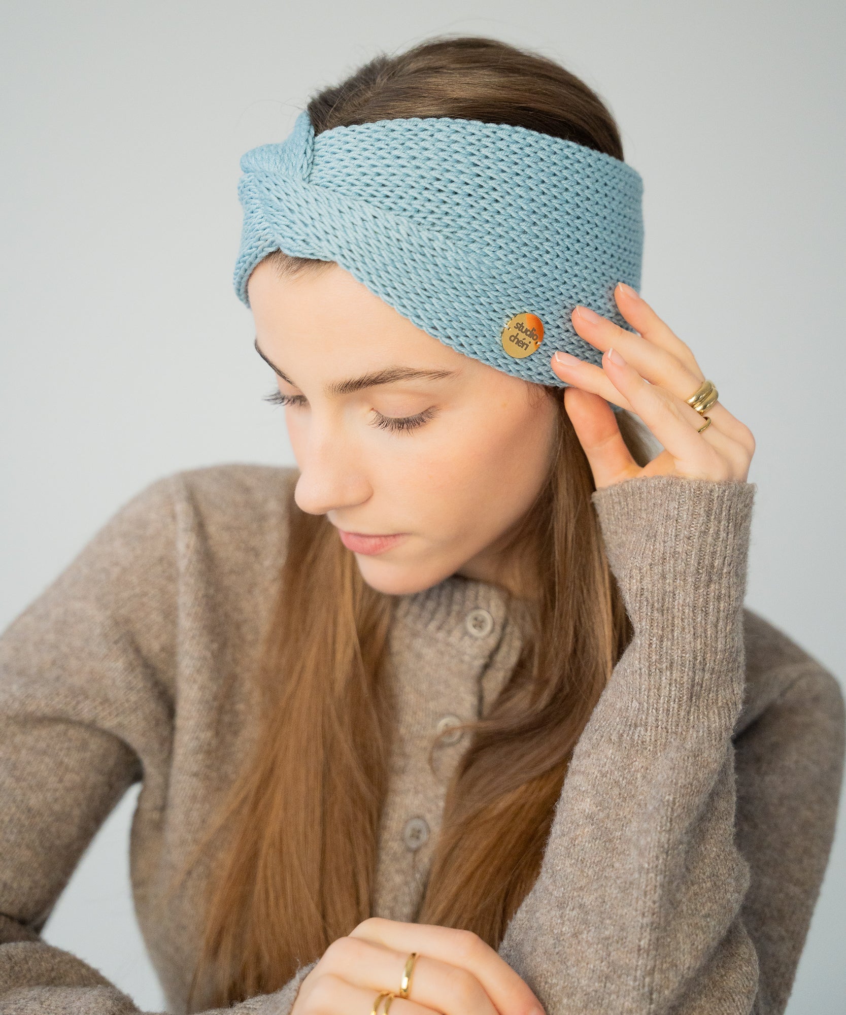 EMMA - Stirnband aus Merinowolle | Mint - Pink - Studio Chéri