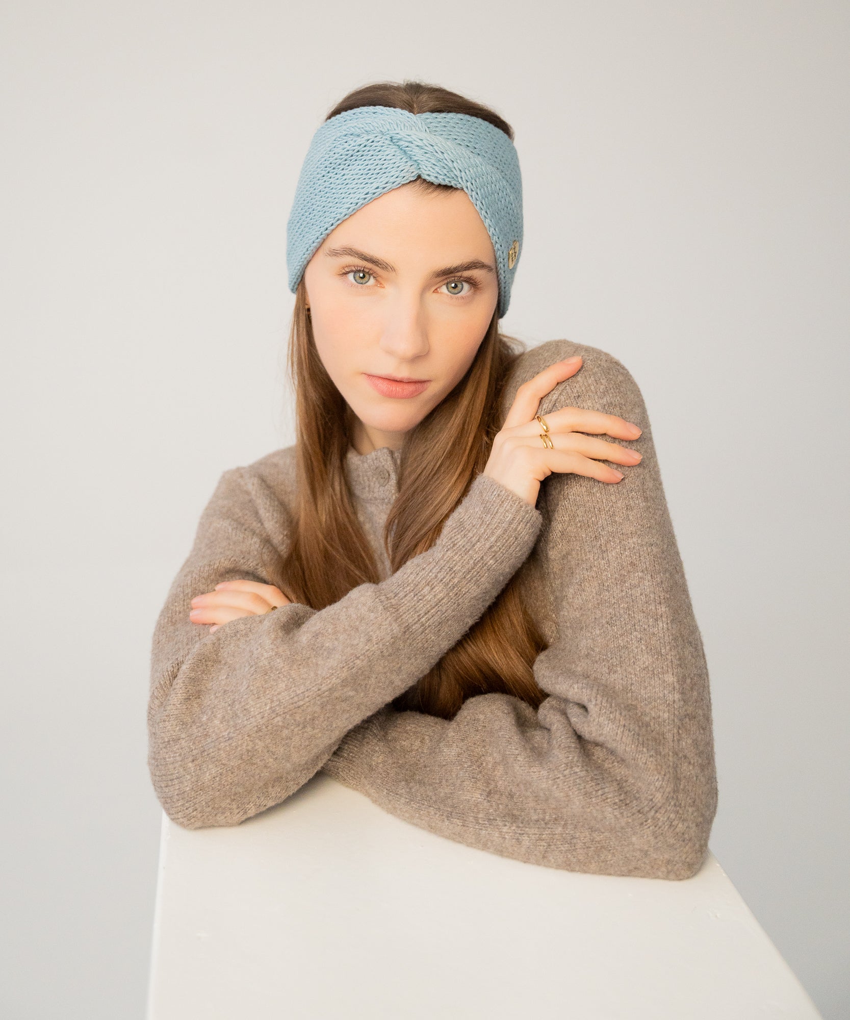 EMMA - Stirnband aus Merinowolle | Mint - Pink - Studio Chéri