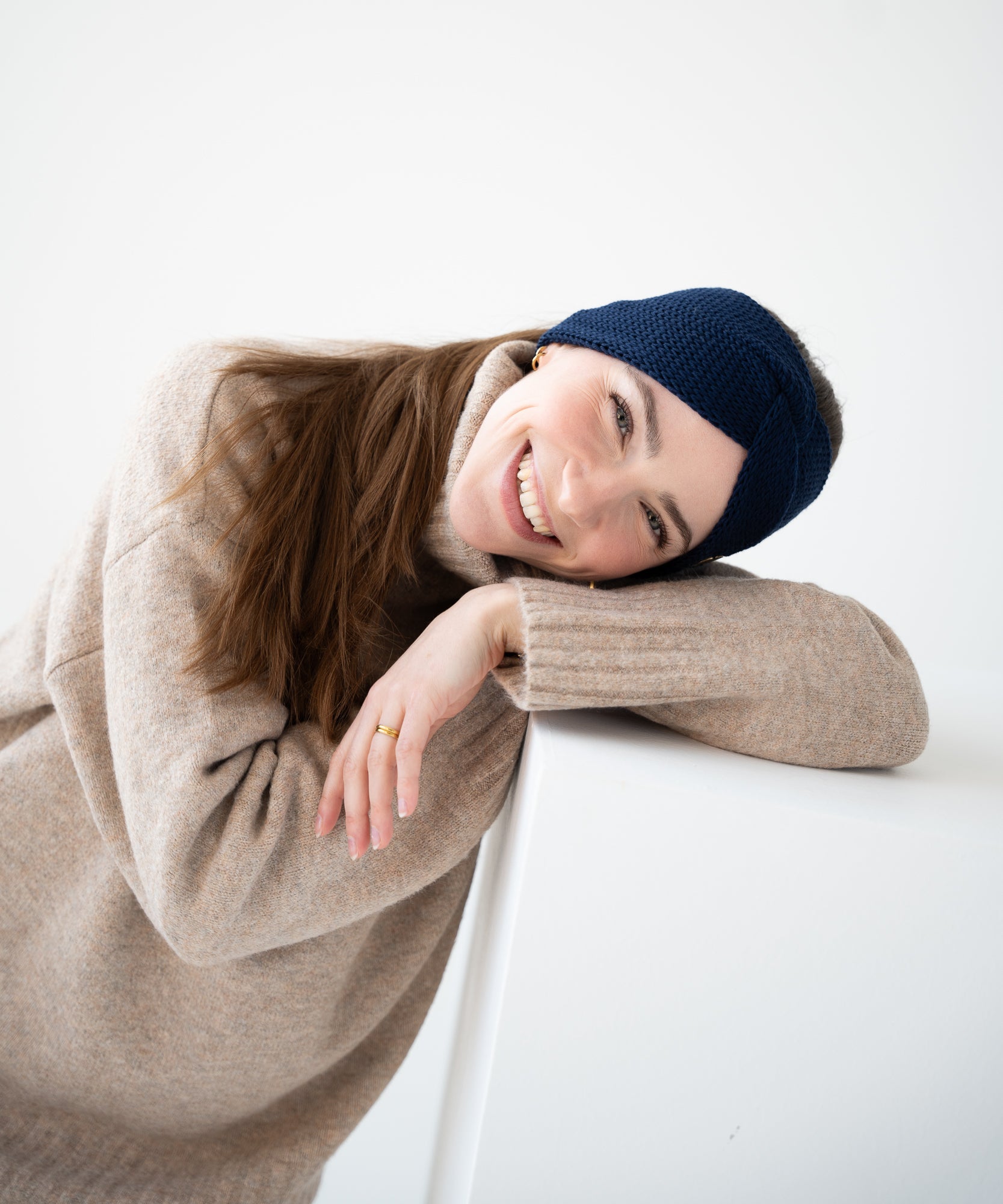 EMMA - Stirnband aus Merinowolle | Navy - Pink - Studio Chéri