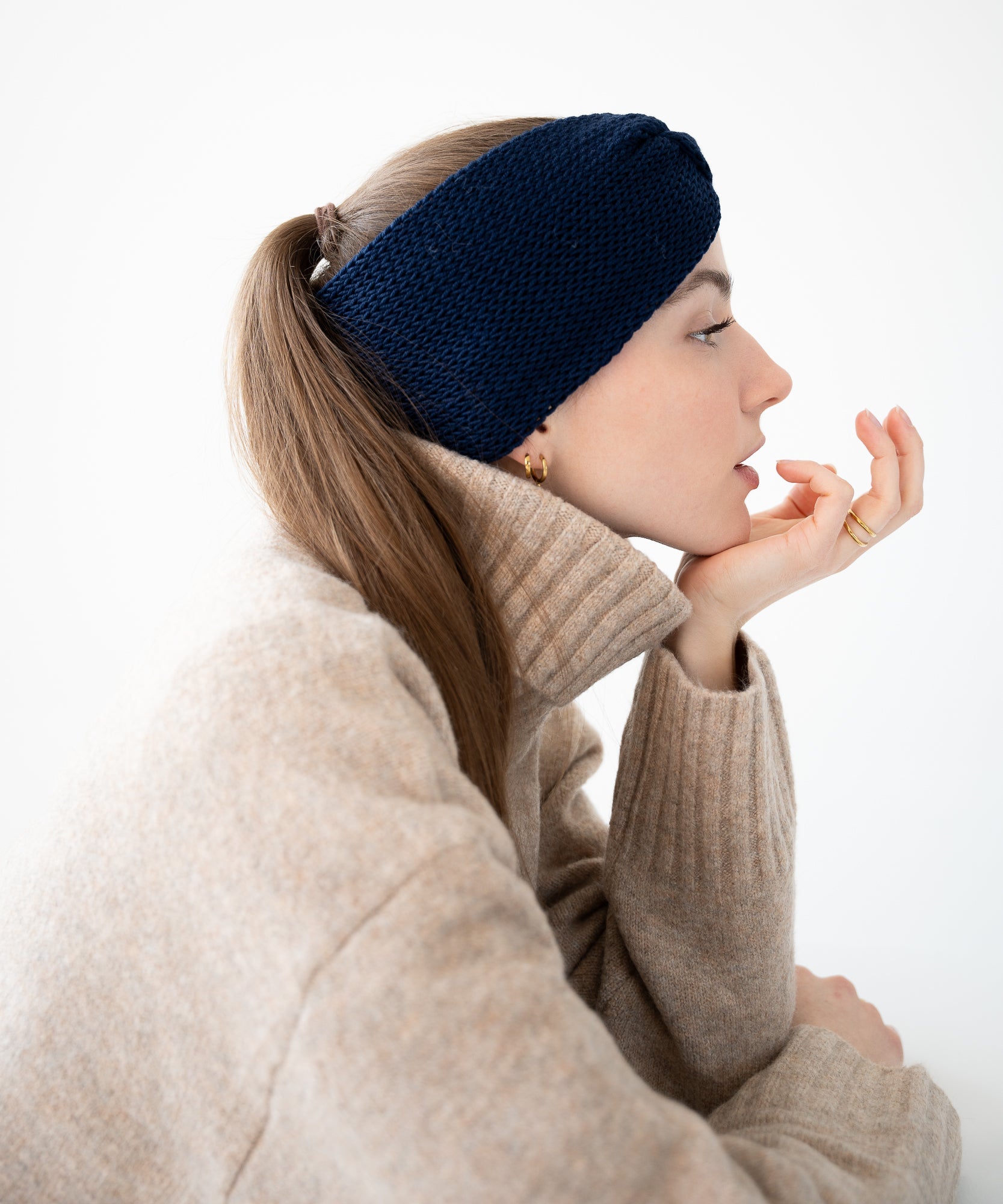 EMMA - Stirnband aus Merinowolle | Navy - Pink - Studio Chéri