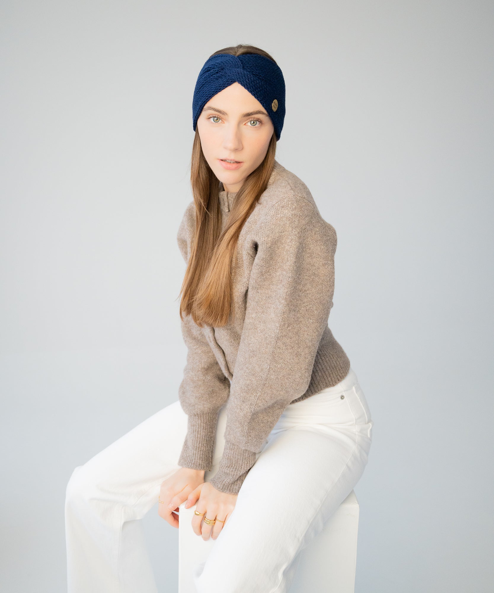 EMMA - Stirnband aus Merinowolle | Navy - Pink - Studio Chéri