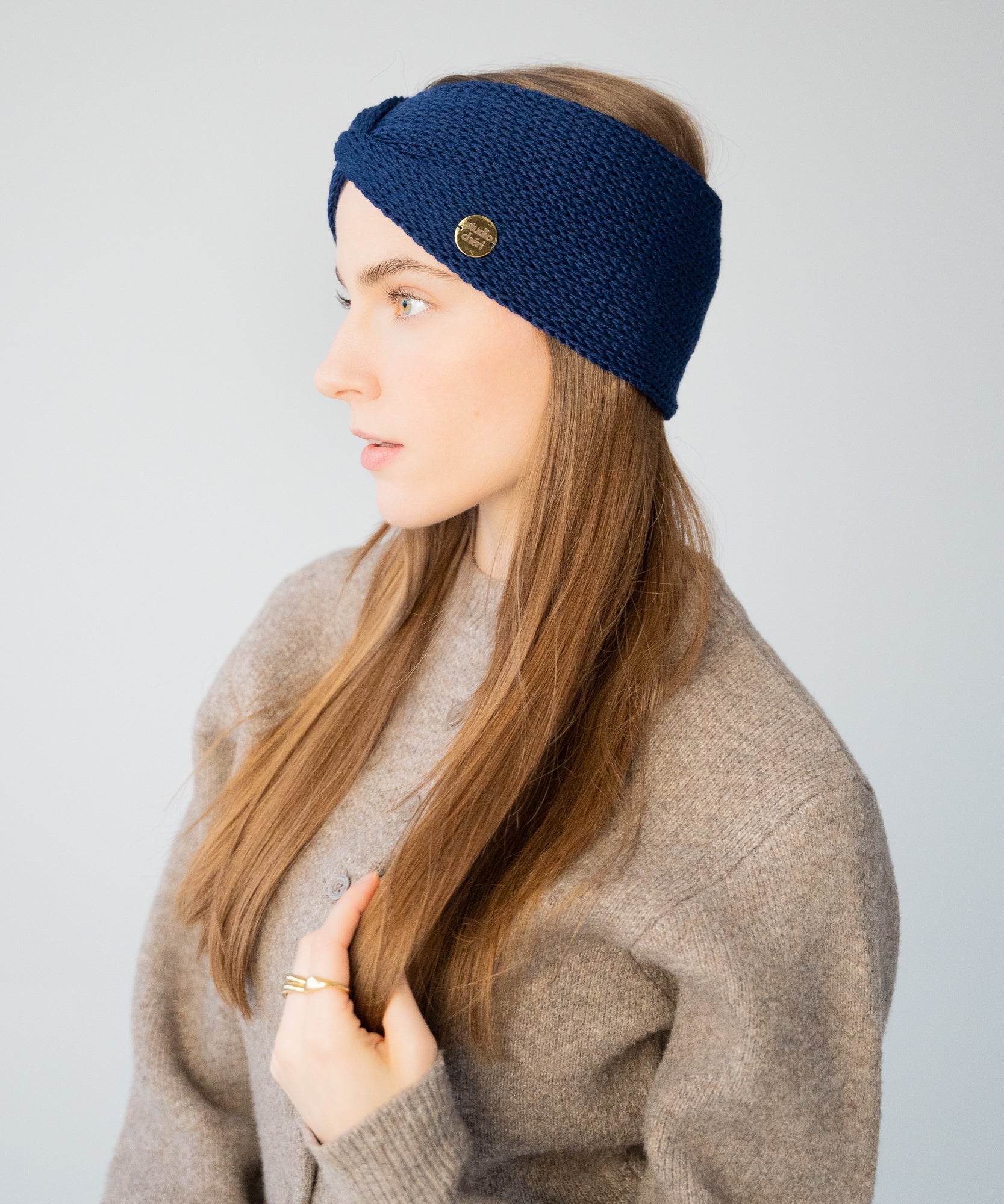 EMMA - Stirnband aus Merinowolle | Navy - Pink - Studio Chéri