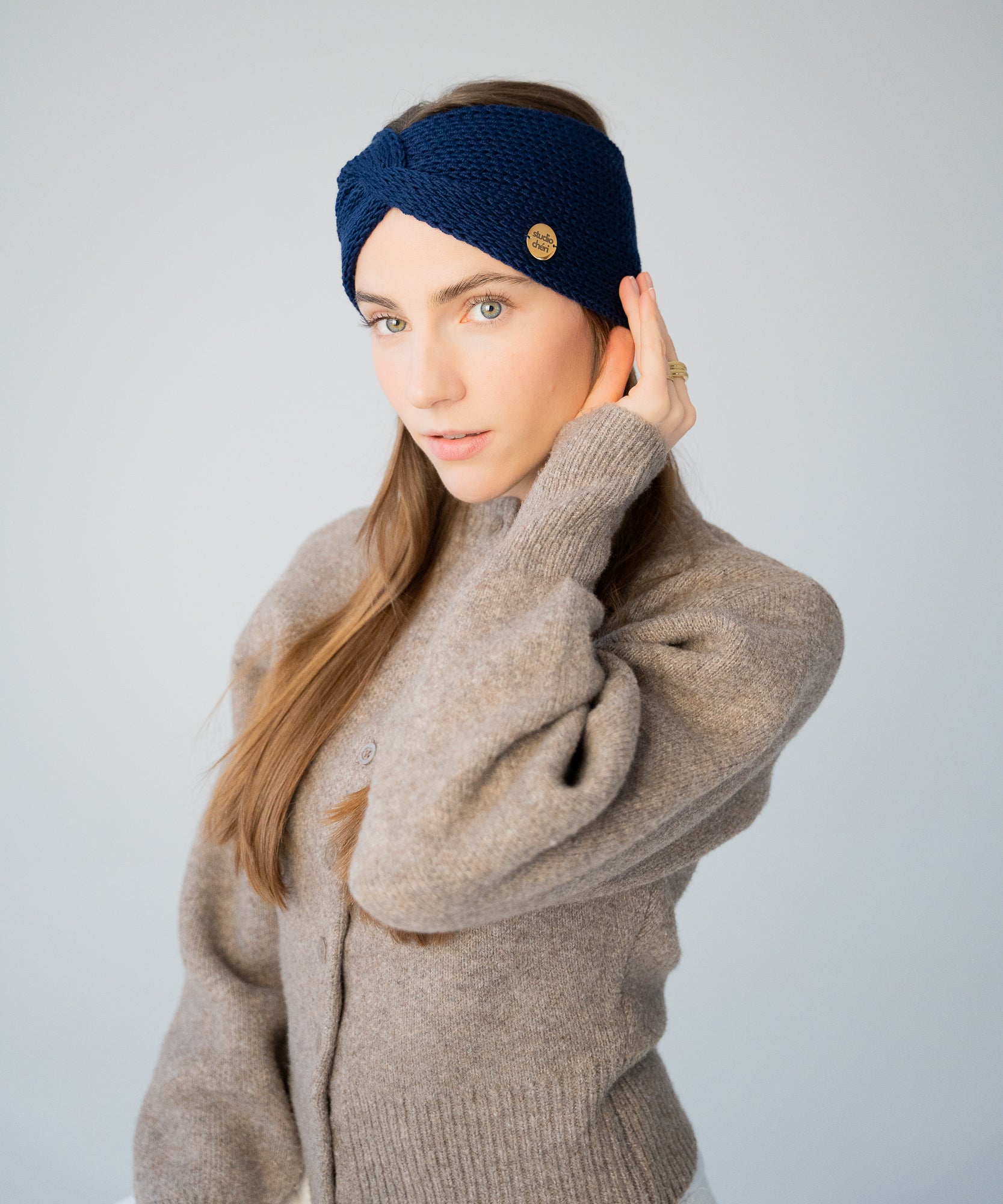 EMMA - Stirnband aus Merinowolle | Navy - Pink - Studio Chéri