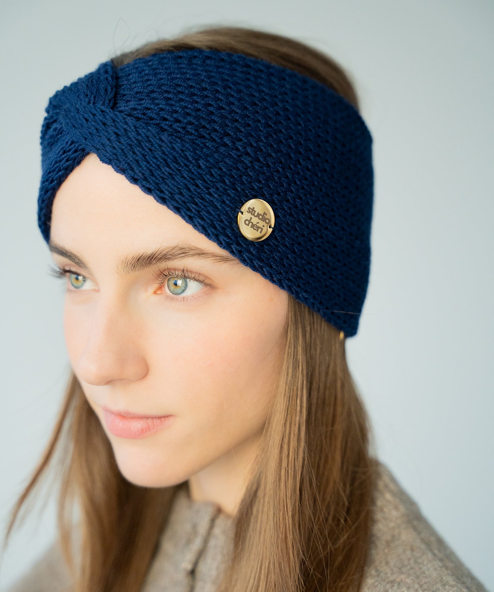 EMMA - Stirnband aus Merinowolle | Navy - Pink - Studio Chéri