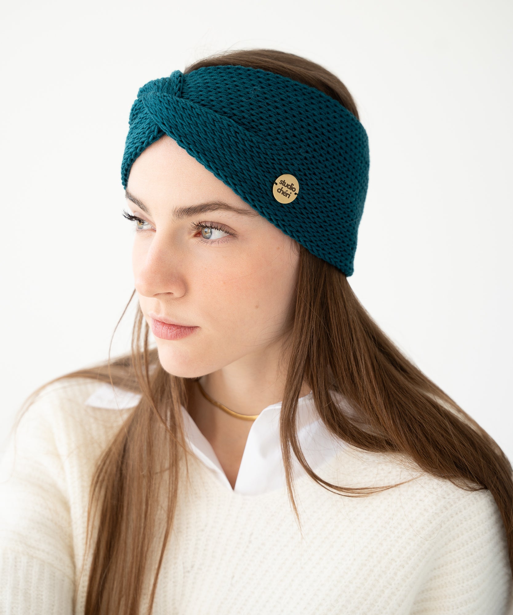 EMMA - Stirnband aus Merinowolle | Petrol - Grün - Studio Chéri