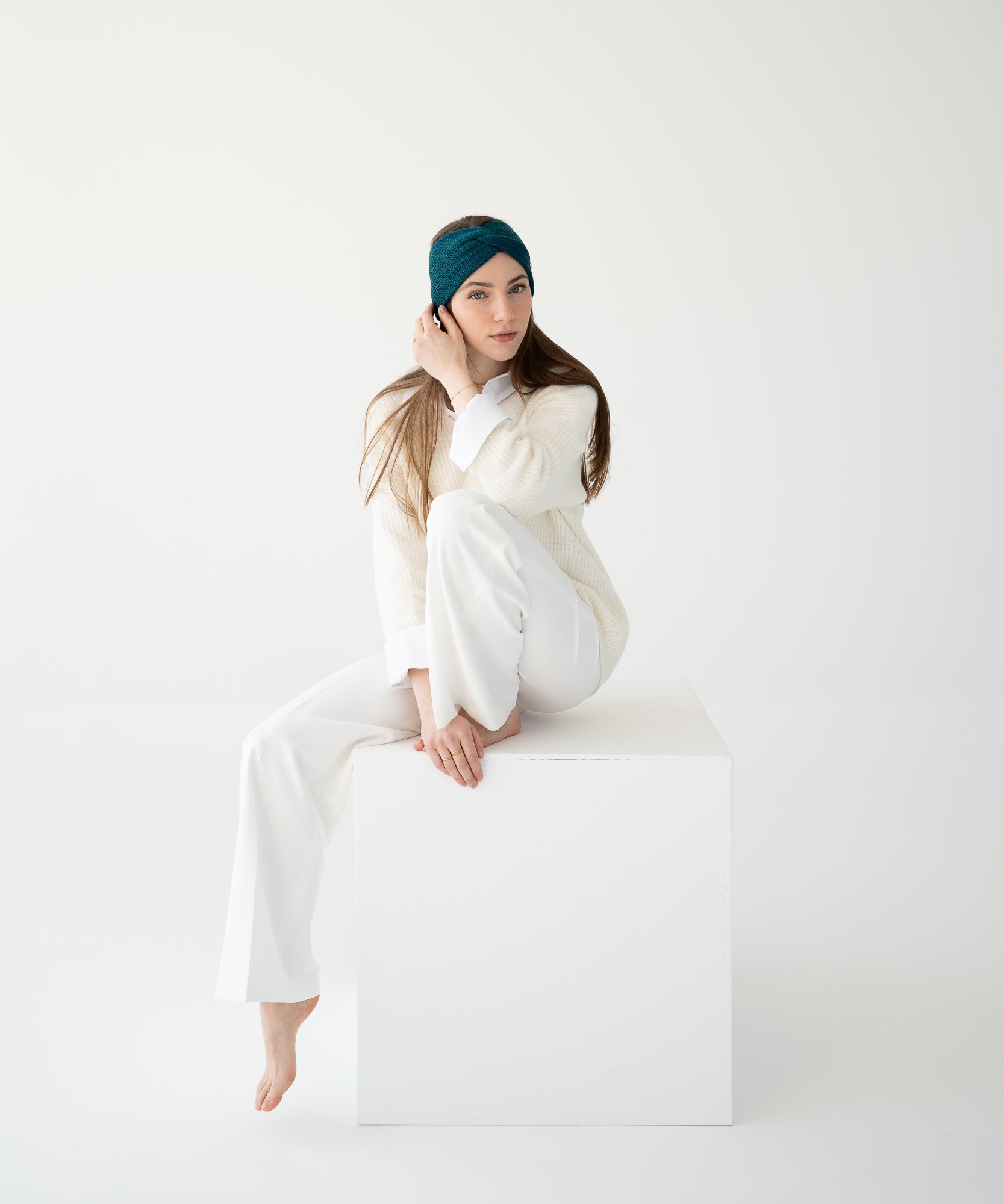 EMMA - Stirnband aus Merinowolle | Petrol - Grün - Studio Chéri