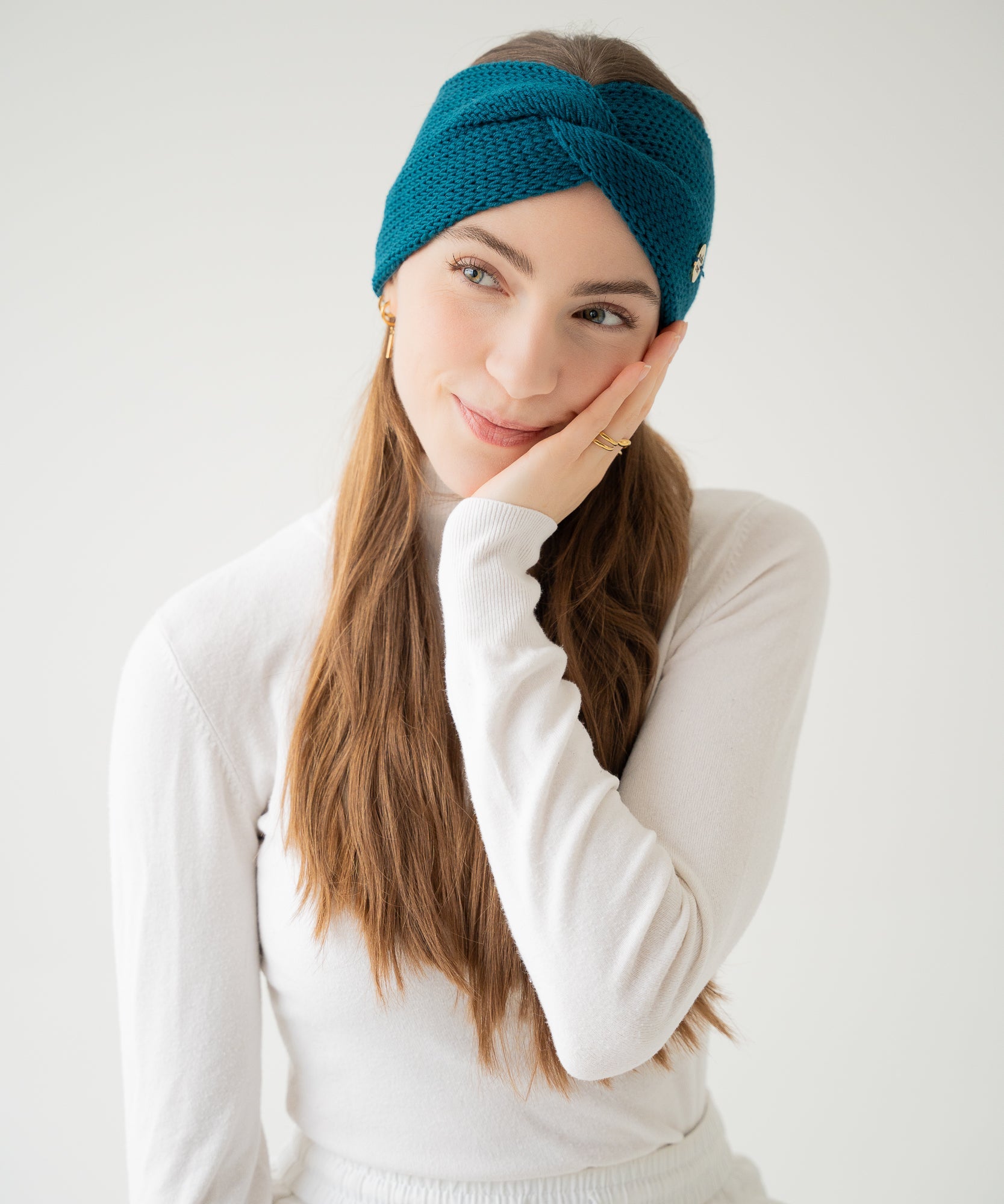 EMMA - Stirnband aus Merinowolle | Petrol - Grün - Studio Chéri