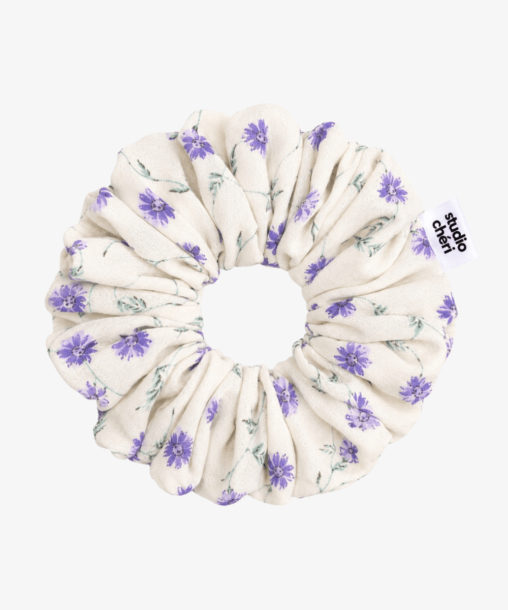 Fleur - Scrunchie mit Blümchenmuster - Weiß/Rosa/Grün - Studio Chéri