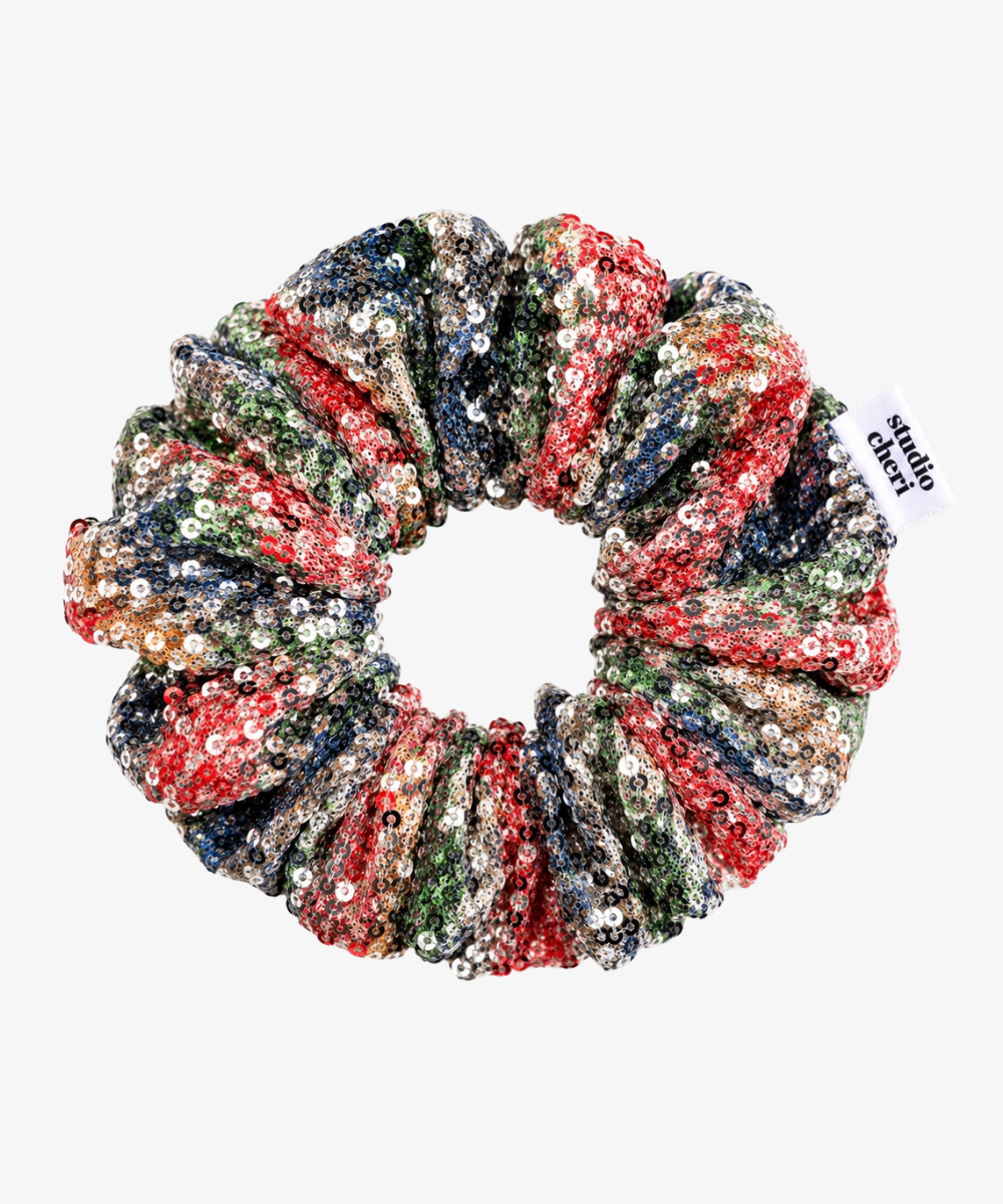 GLORY - Scrunchie mit Pailletten - Schwarz/Rot/Blau - Studio Chéri