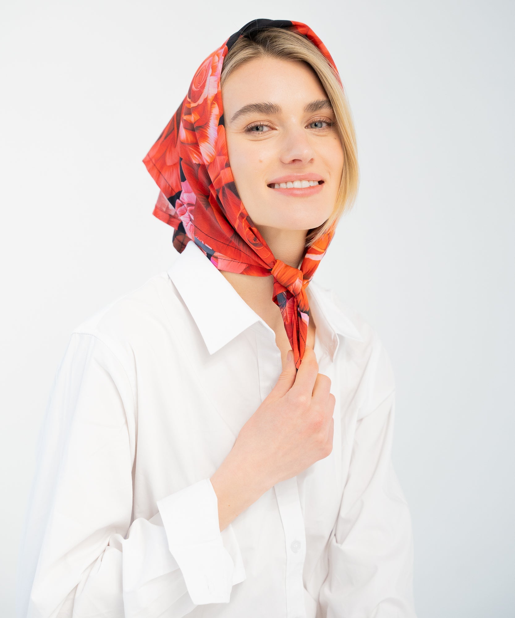 GRAND ROSE | Seidentuch - Schwarz/Rot - Studio Chéri