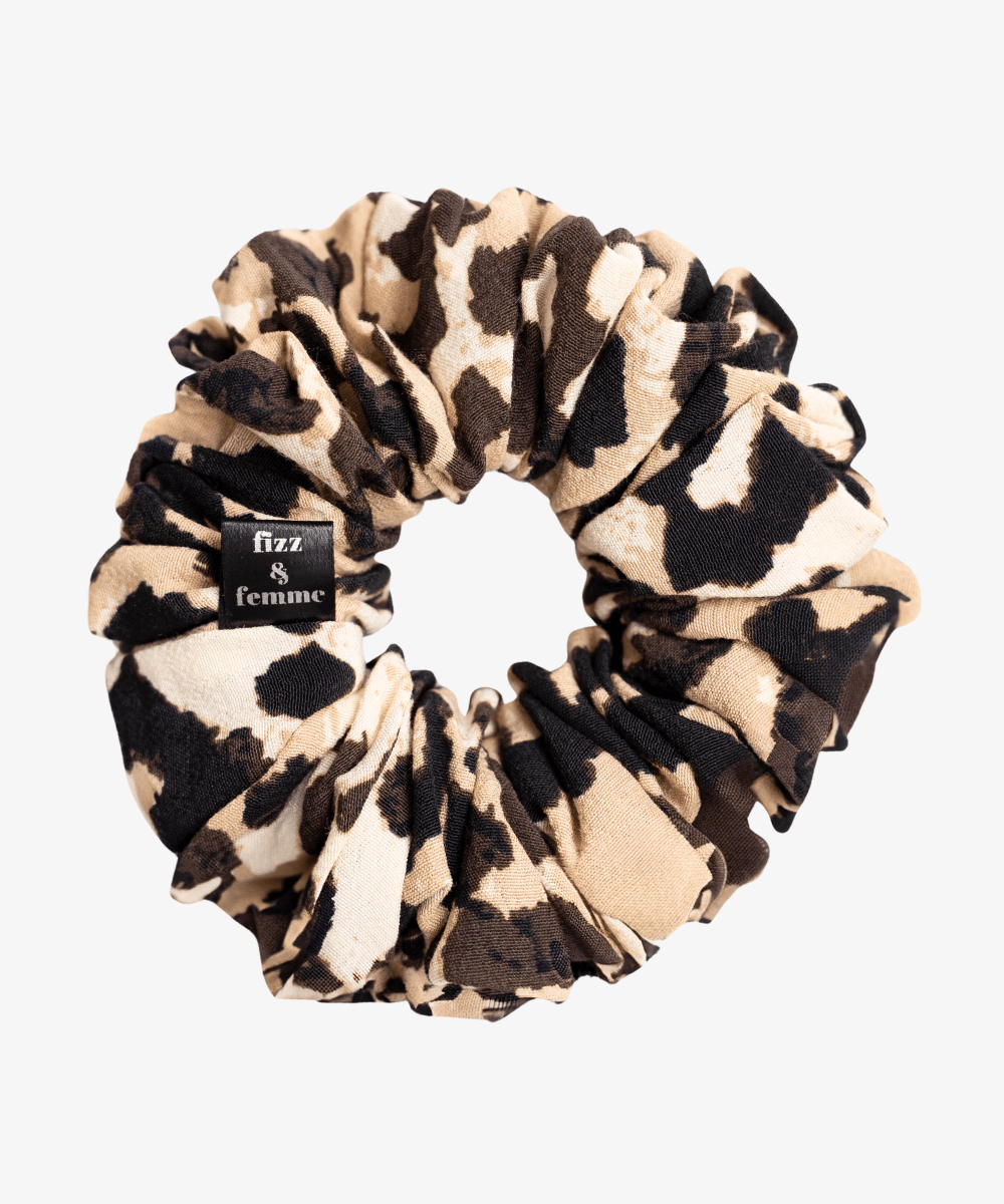 LEO - Printed Scrunchie - Schwarz/Braun/Orange - Fizz & Femme