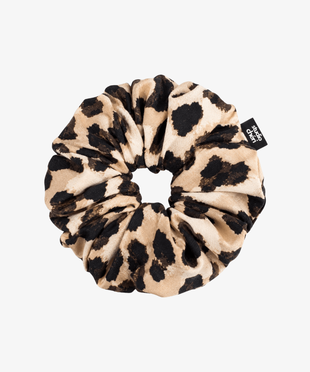 Leo - Scrunchie mit Leomuster - Schwarz/Braun/Orange - Studio Chéri