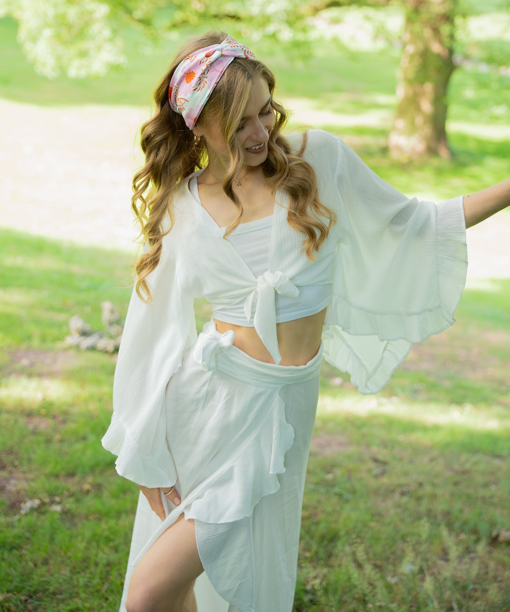 LILLY - Haarband mit Blümchenmuster | Cecilie - Pink/Rosa/Weiss - Studio Chéri
