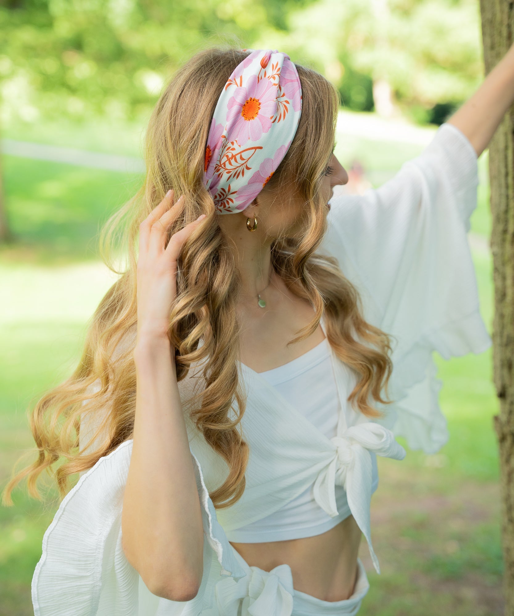 LILLY - Haarband mit Blümchenmuster | Cecilie - Pink/Rosa/Weiss - Studio Chéri