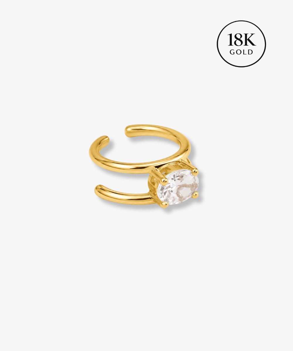 Mae - 18K Gold - Earcuff mit Schmuckstein - Gold - Studio Chéri