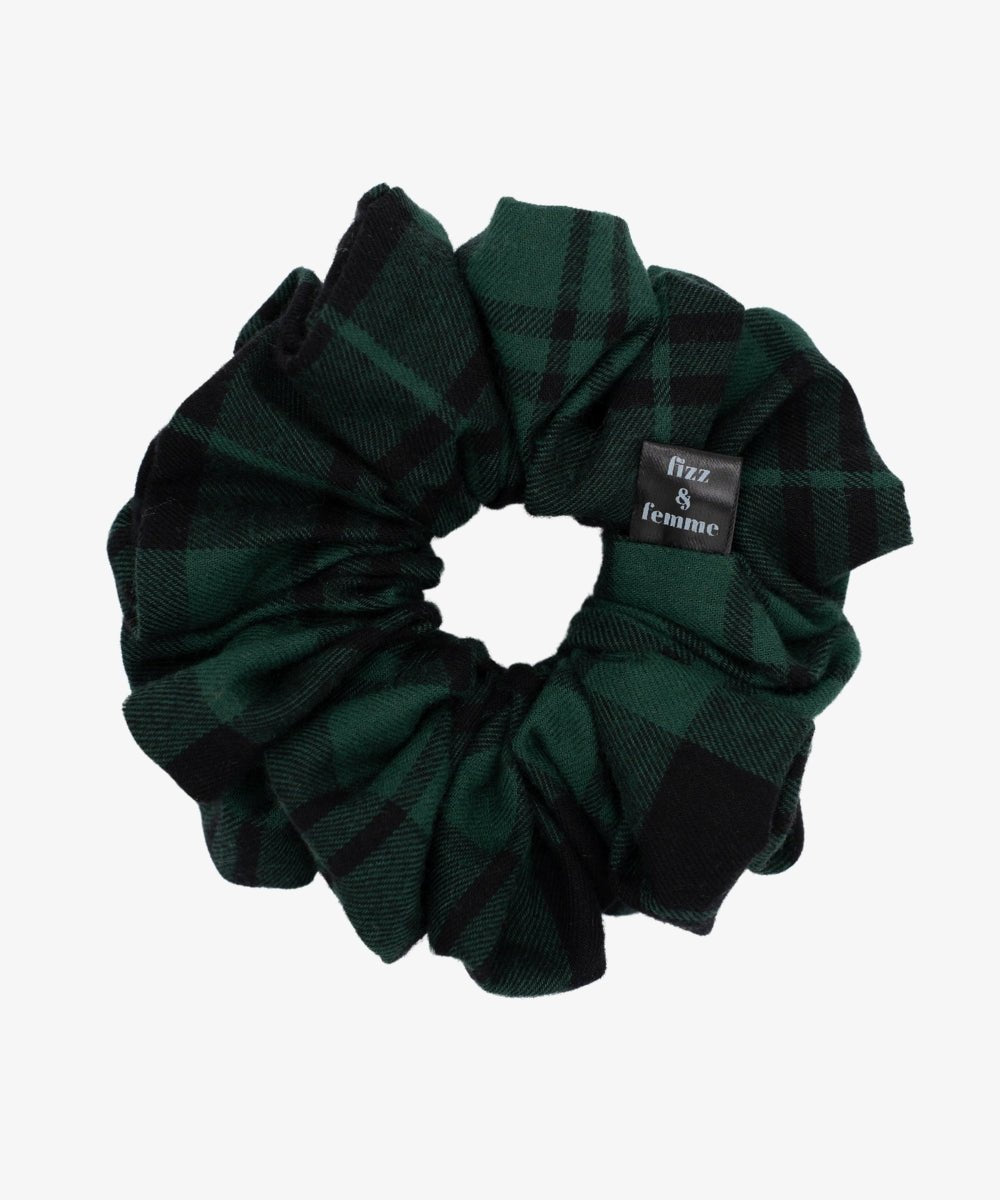 MARY - Scrunchie mit Karomuster - Schwarz/Grün - Studio Chéri