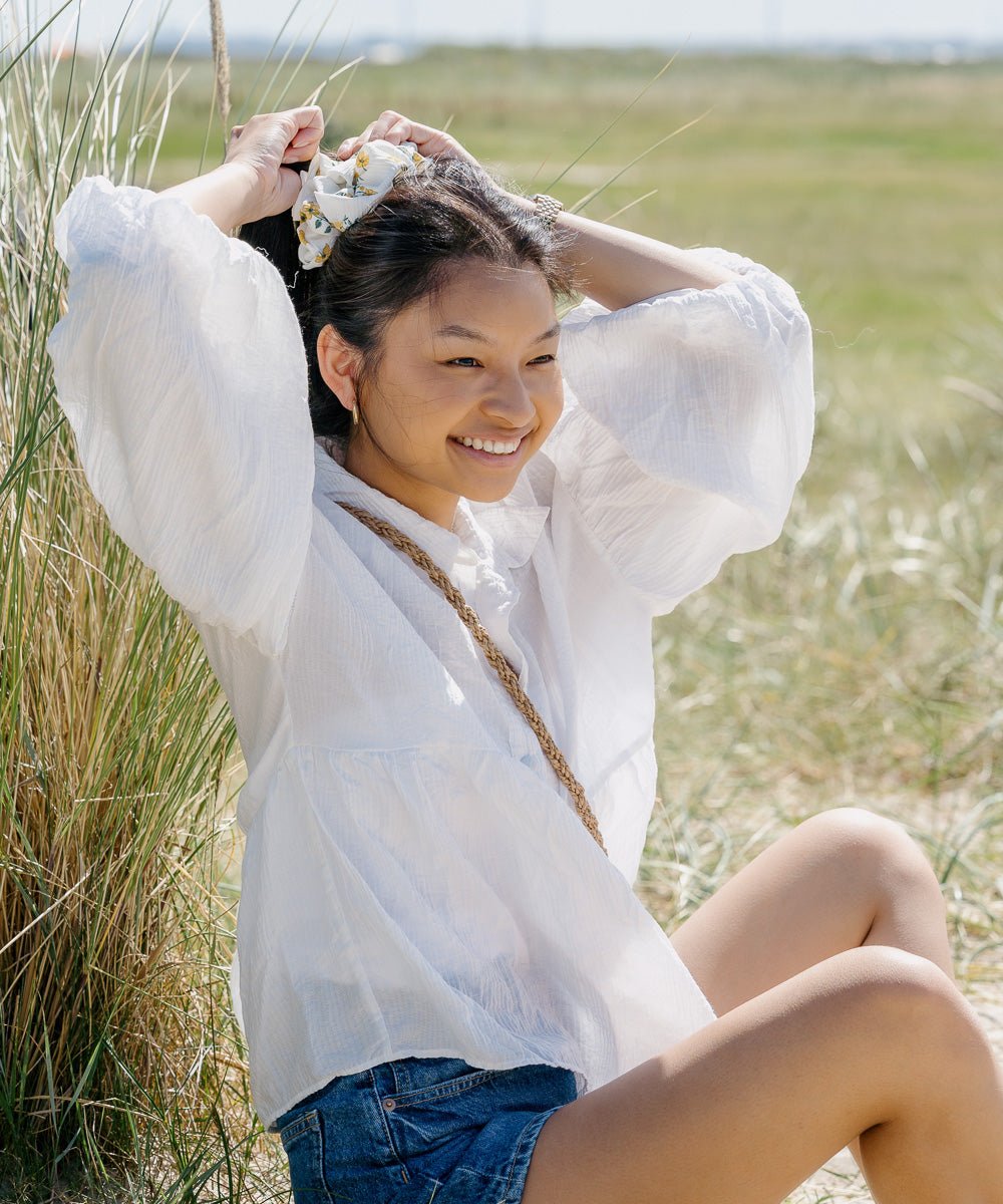 MILLY - Printed Scrunchie - Weiß/Gelb - Fizz & Femme