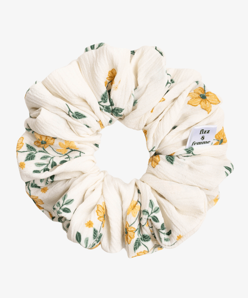 MILLY - Printed Scrunchie - Weiß/Gelb - Fizz & Femme