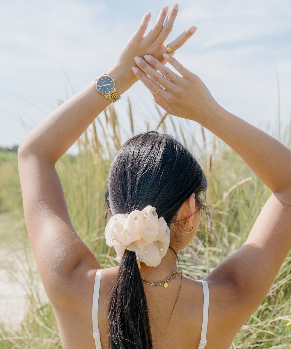 PEARL - Printed Scrunchie - Weiß/Beige - Fizz & Femme