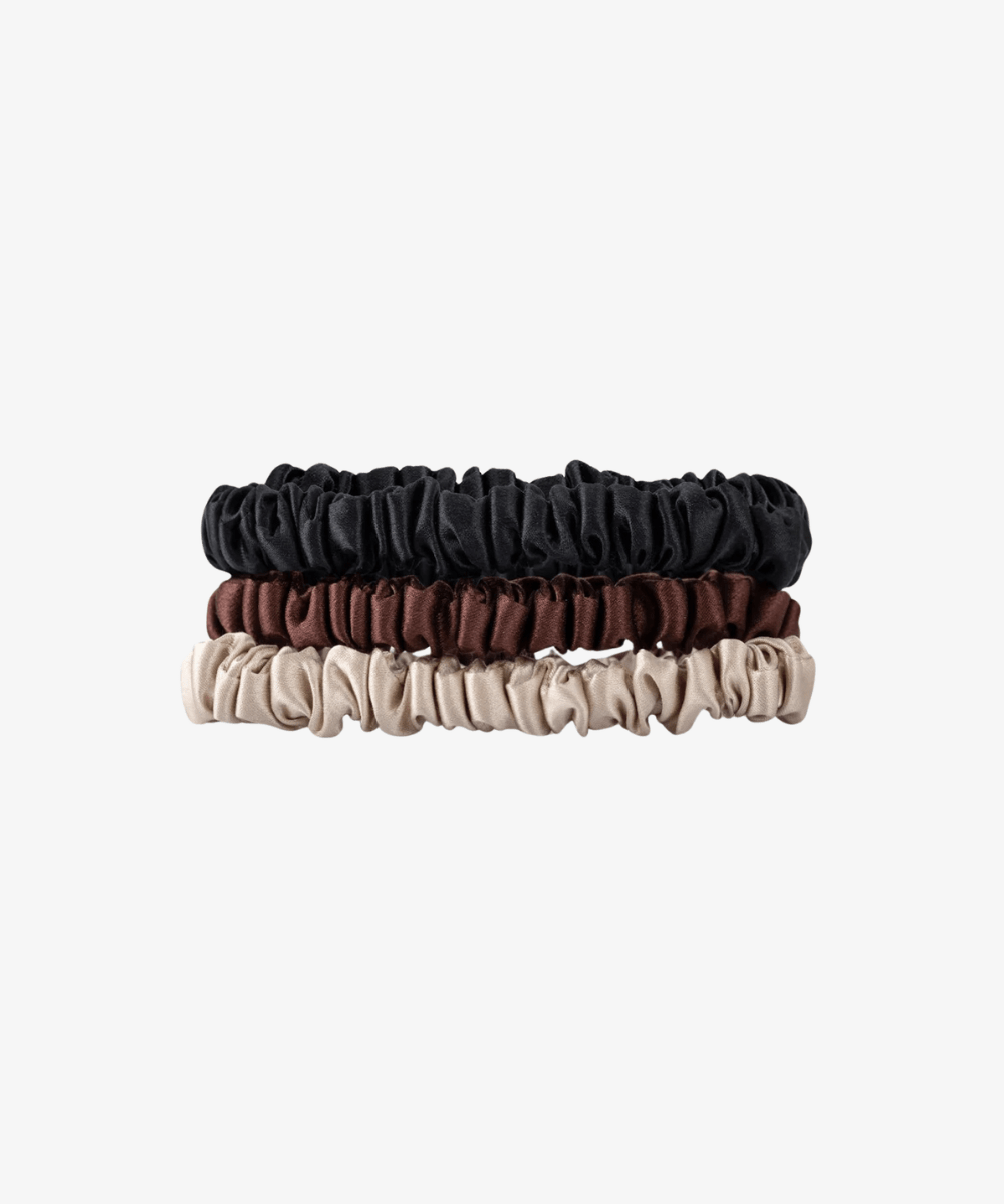 Petite Scrunchies aus Seide - Wild Dust - Schwarz/Braun/Beige - Studio Chéri
