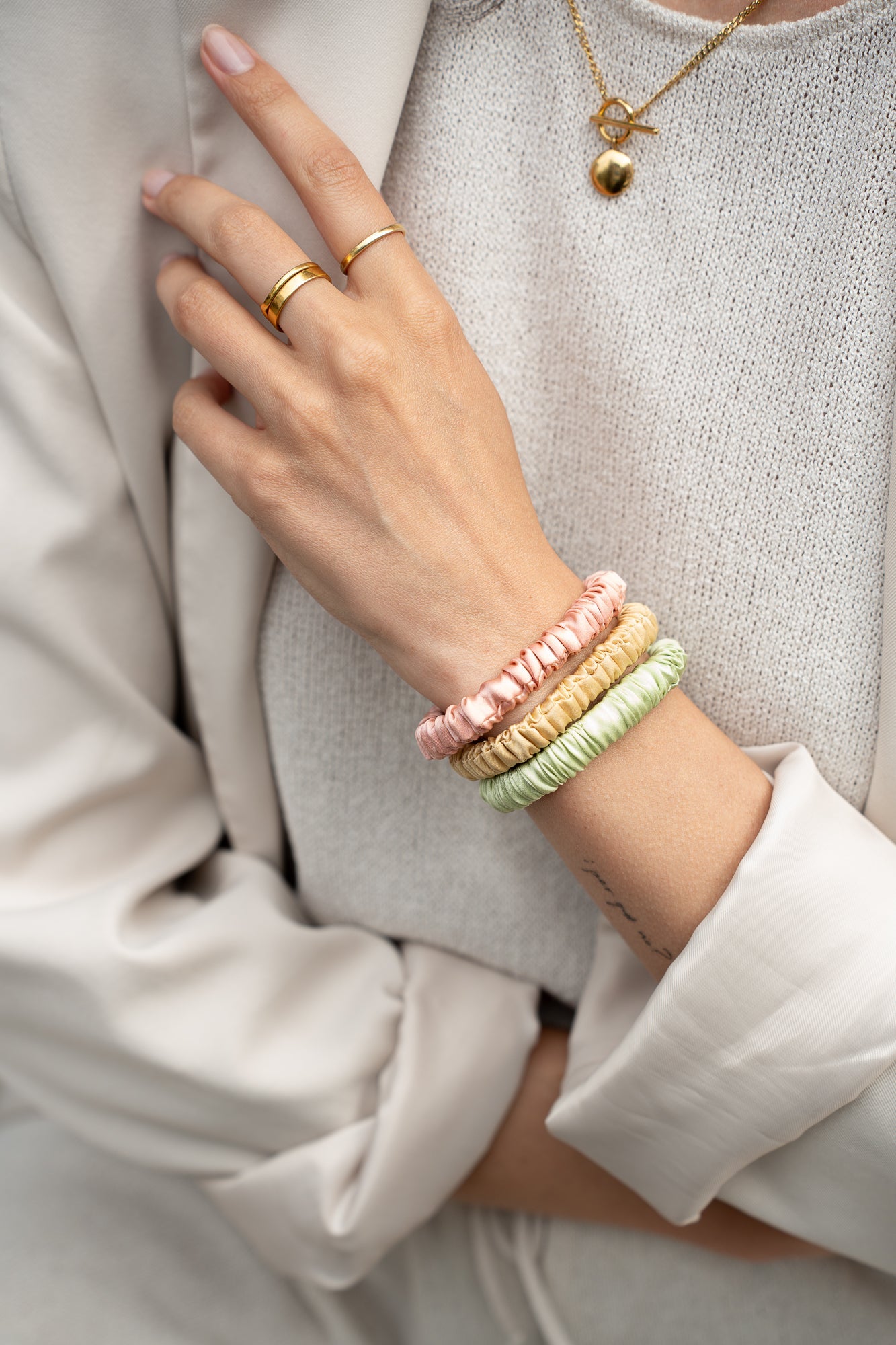 Petite Scrunchies | Brew & Bloom - Grün/Gelb/Rosa - Studio Chéri
