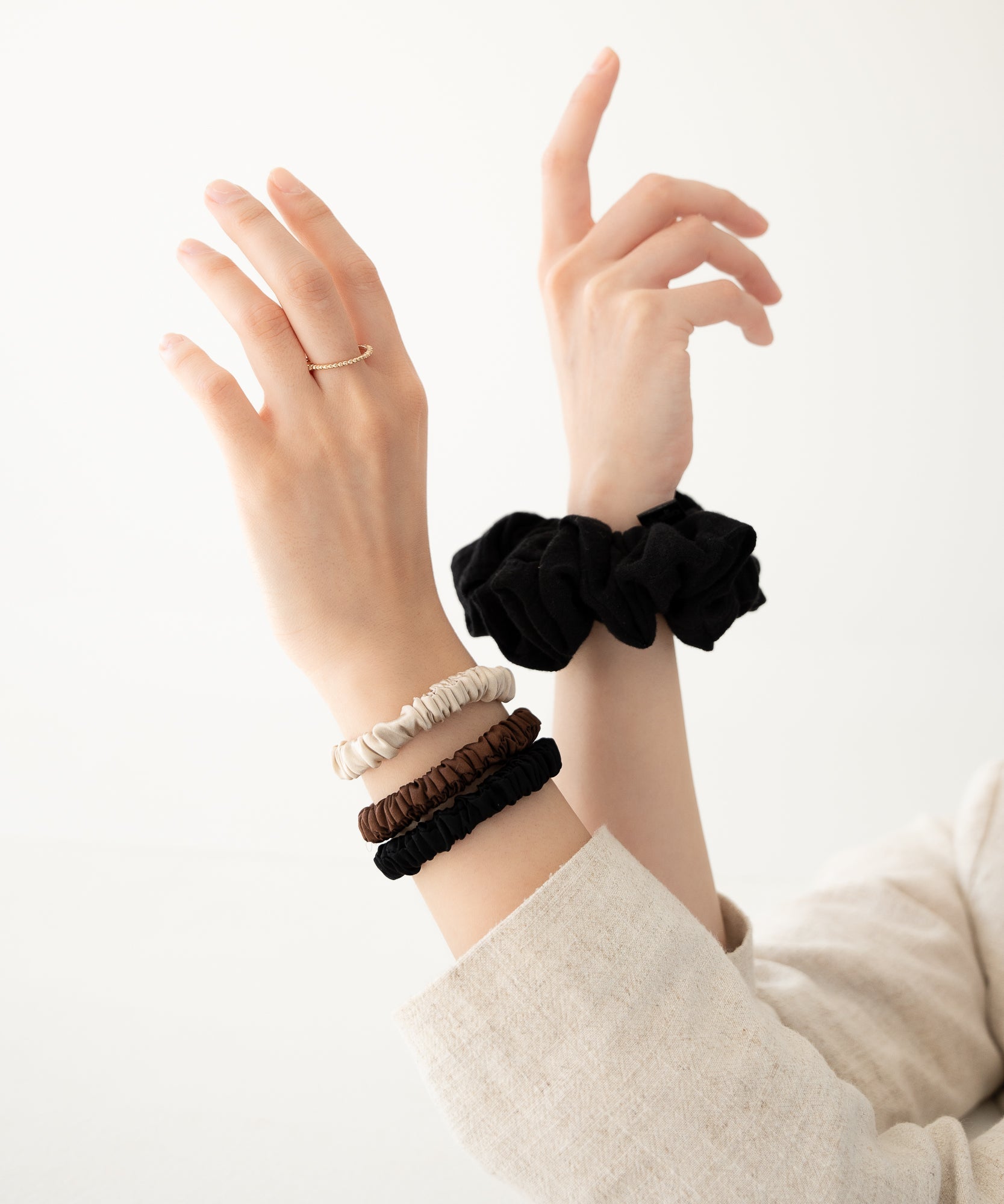 Petite Scrunchies | Wild Dust - Schwarz/Braun/Beige - Studio Chéri