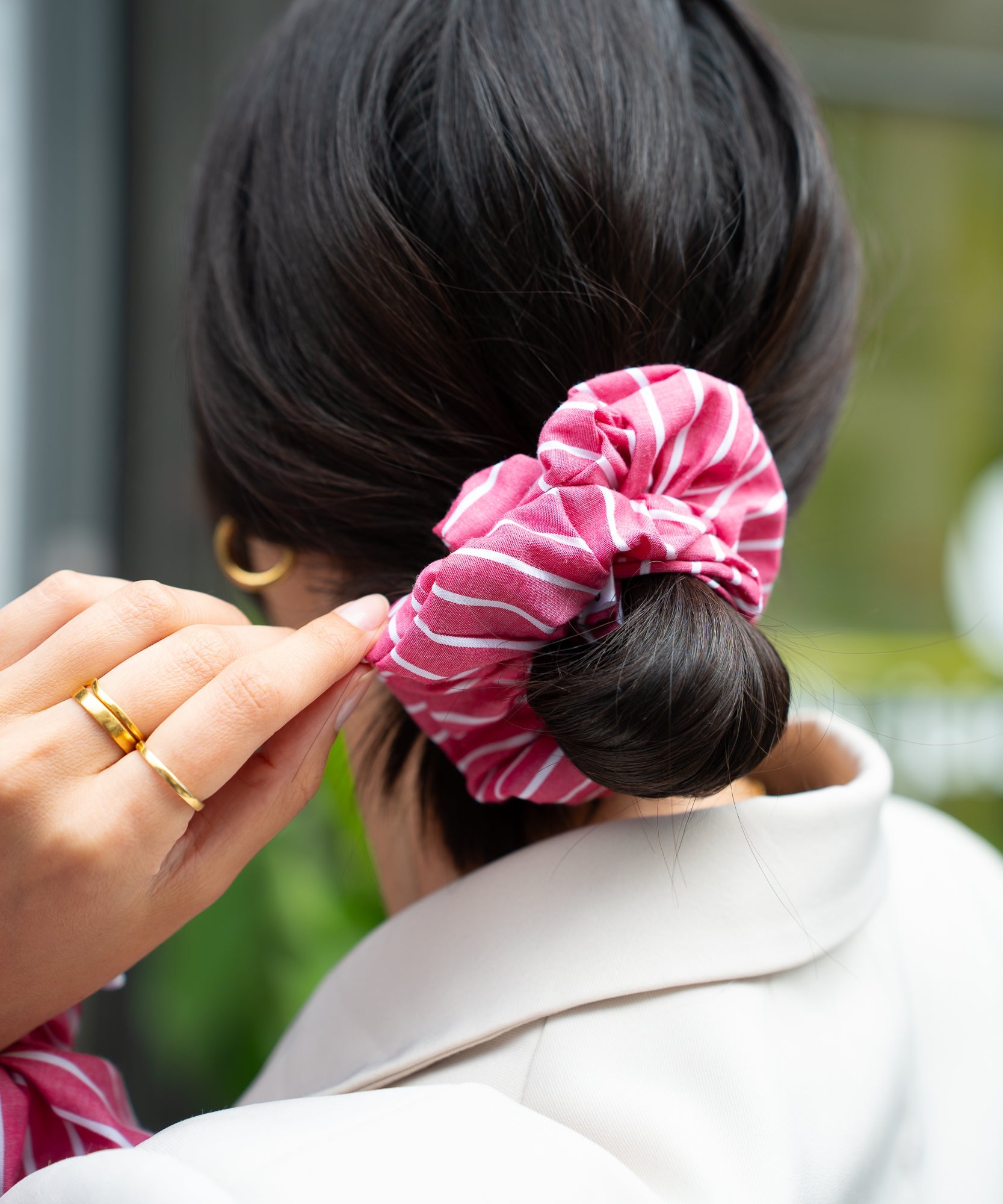 PINK LATTE - Scrunchie mit Streifen - Weiß/Rosa - Studio Chéri