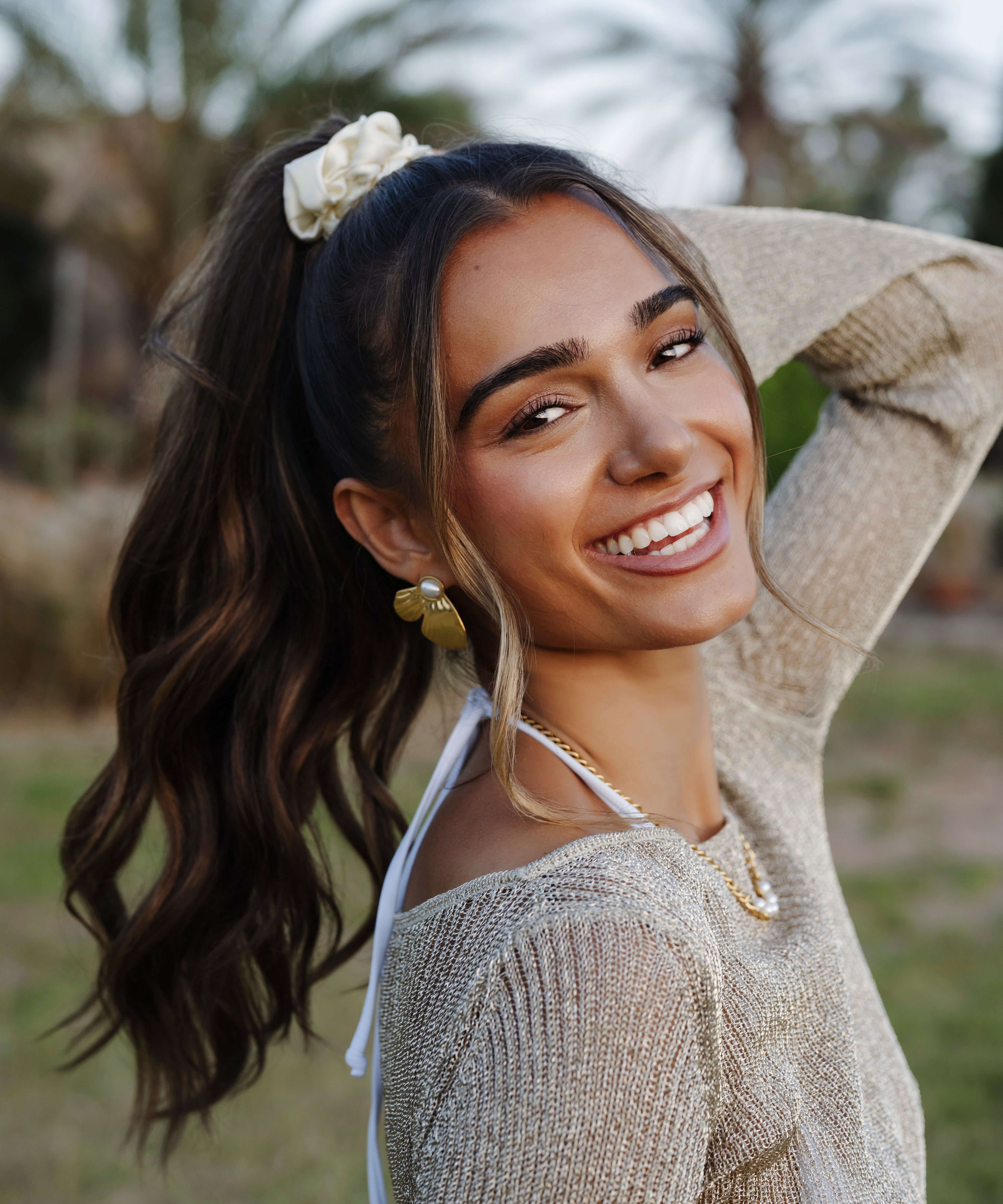 Scrunchie aus Seide - Champagne - weiß - Studio Chéri